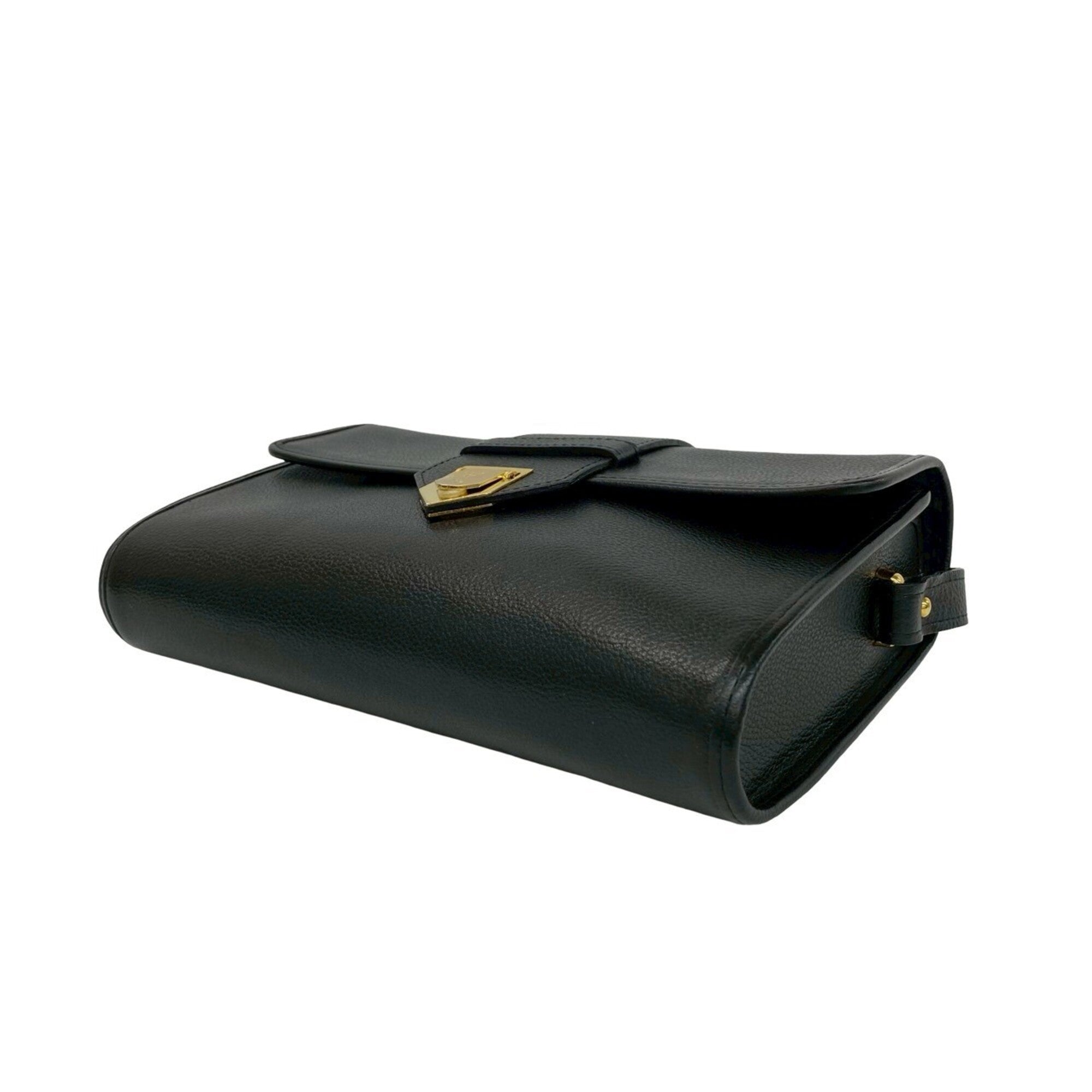 Yves Saint Laurent Black Leather Pochette Shoulder Bag (Pre-Owned)