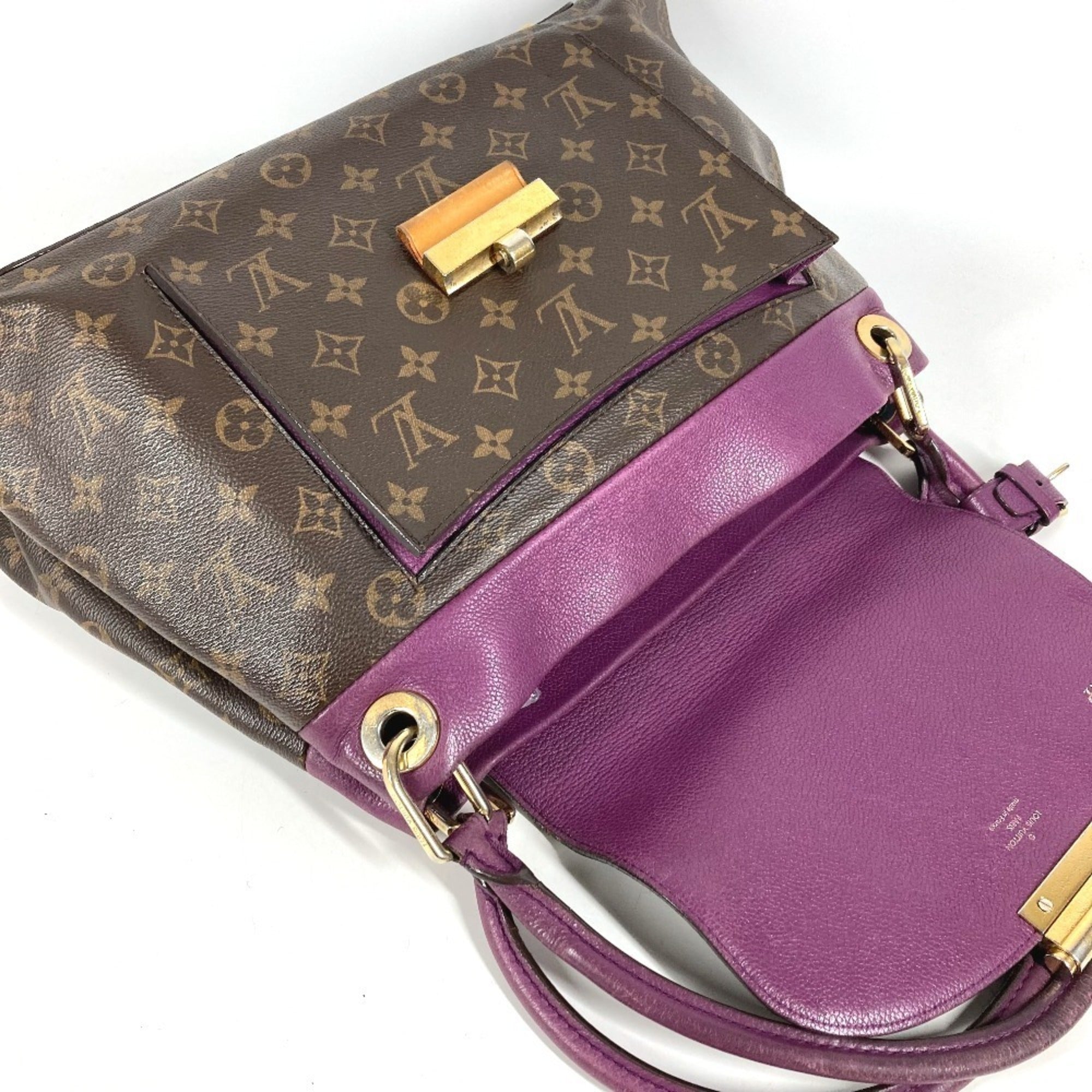 Louis Vuitton Aurore Brown Monogram Purple Monogram Olympe Canvas Shoulder Bag Tote Bag (Pre-Owned)