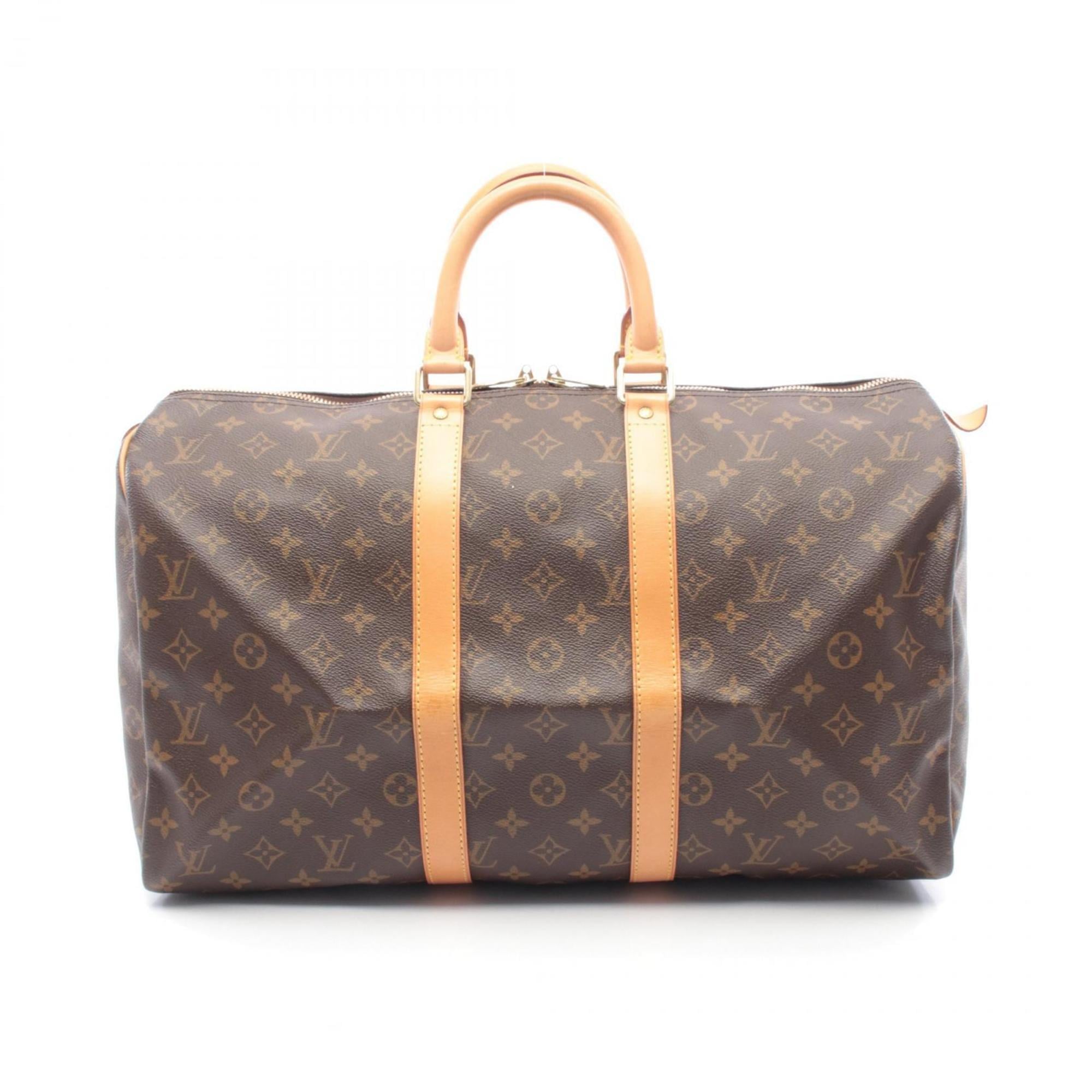 Louis Vuitton Brown Coated Canvas Leather Boston Bag Handbag (Pre-Owned)