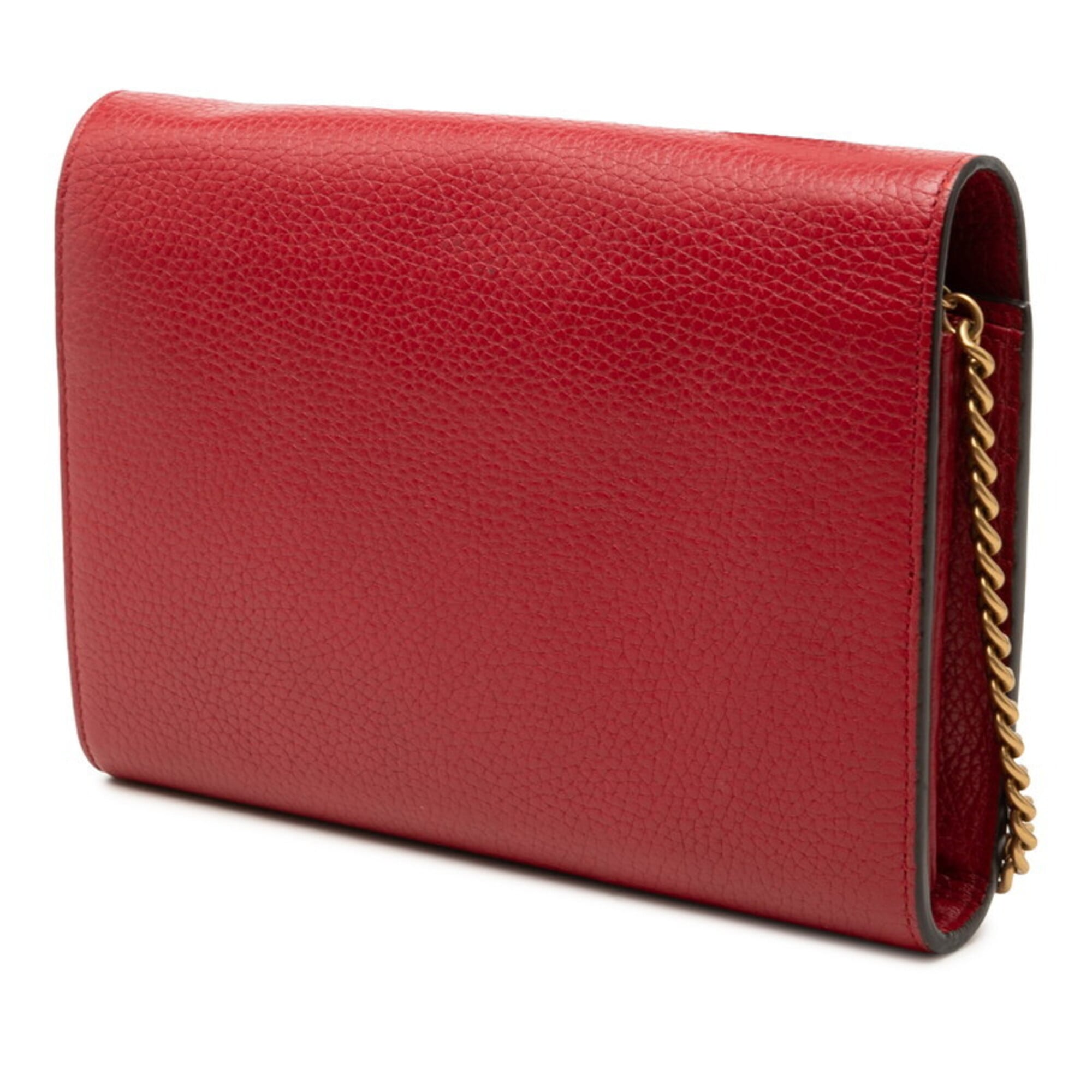 Gucci Red Color Leather Shoulder Bag (Pre-Owned)