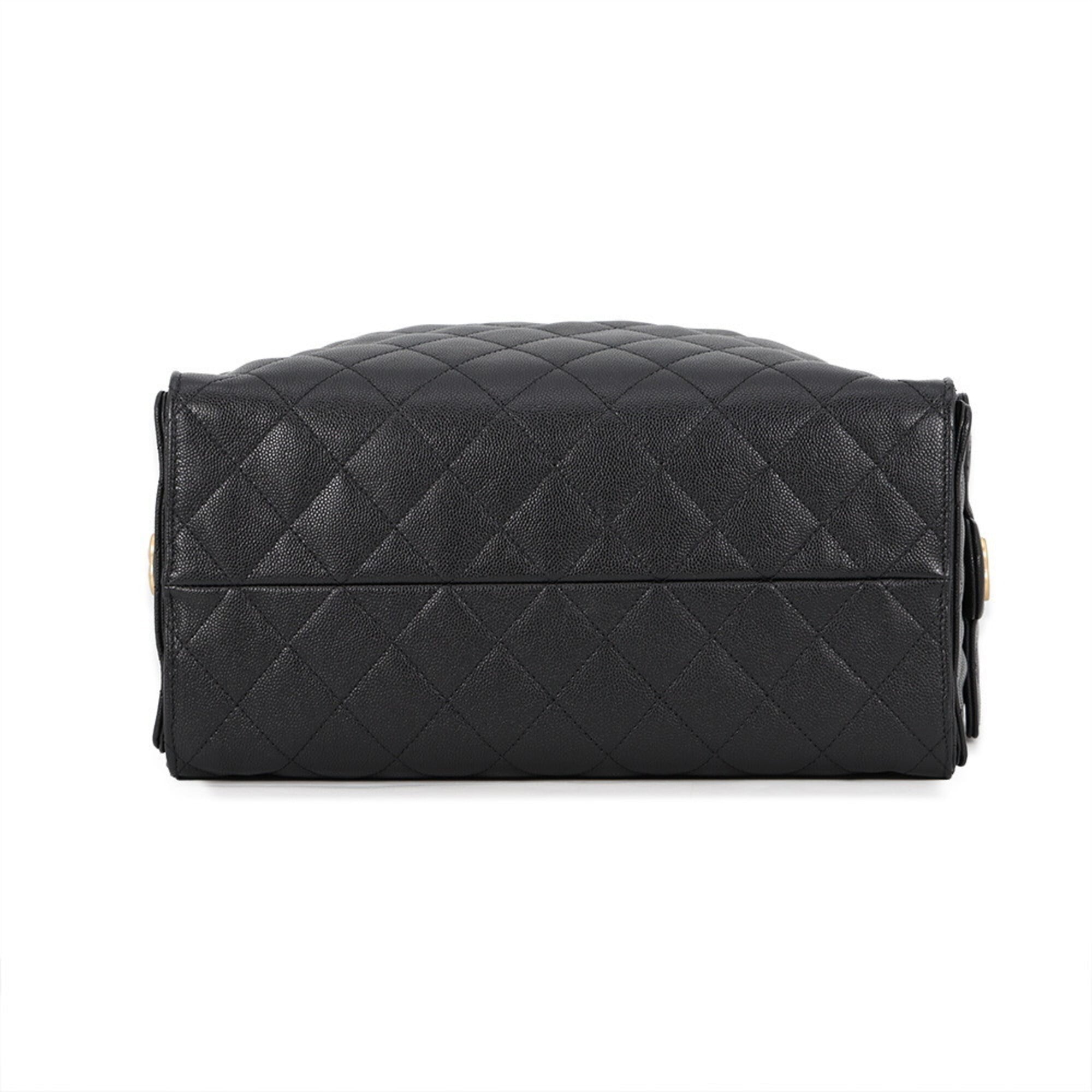 Chanel Matelasse Black Grained Calfskin Handbag Shoulder Bag (Pre-Owned)