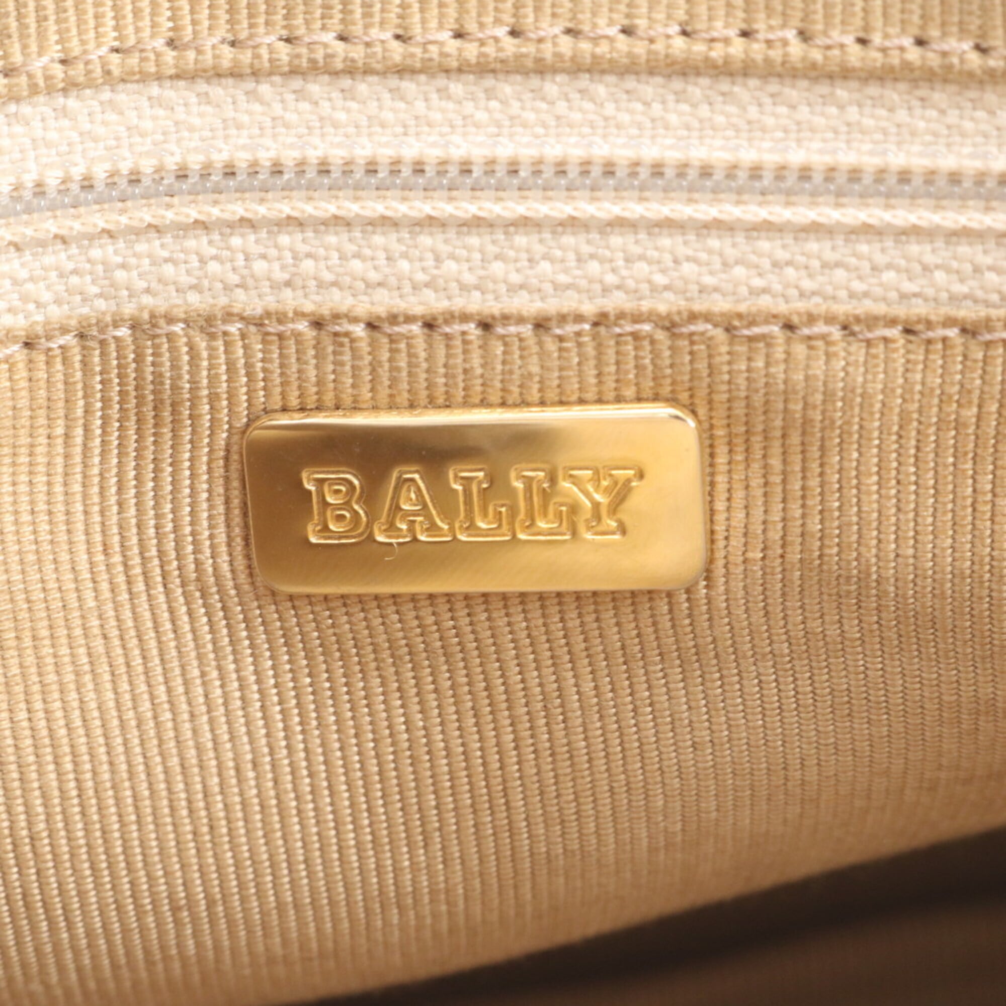 Bally Beige Navy Leather Canvas Shoulder Bag (Pre-Owned)