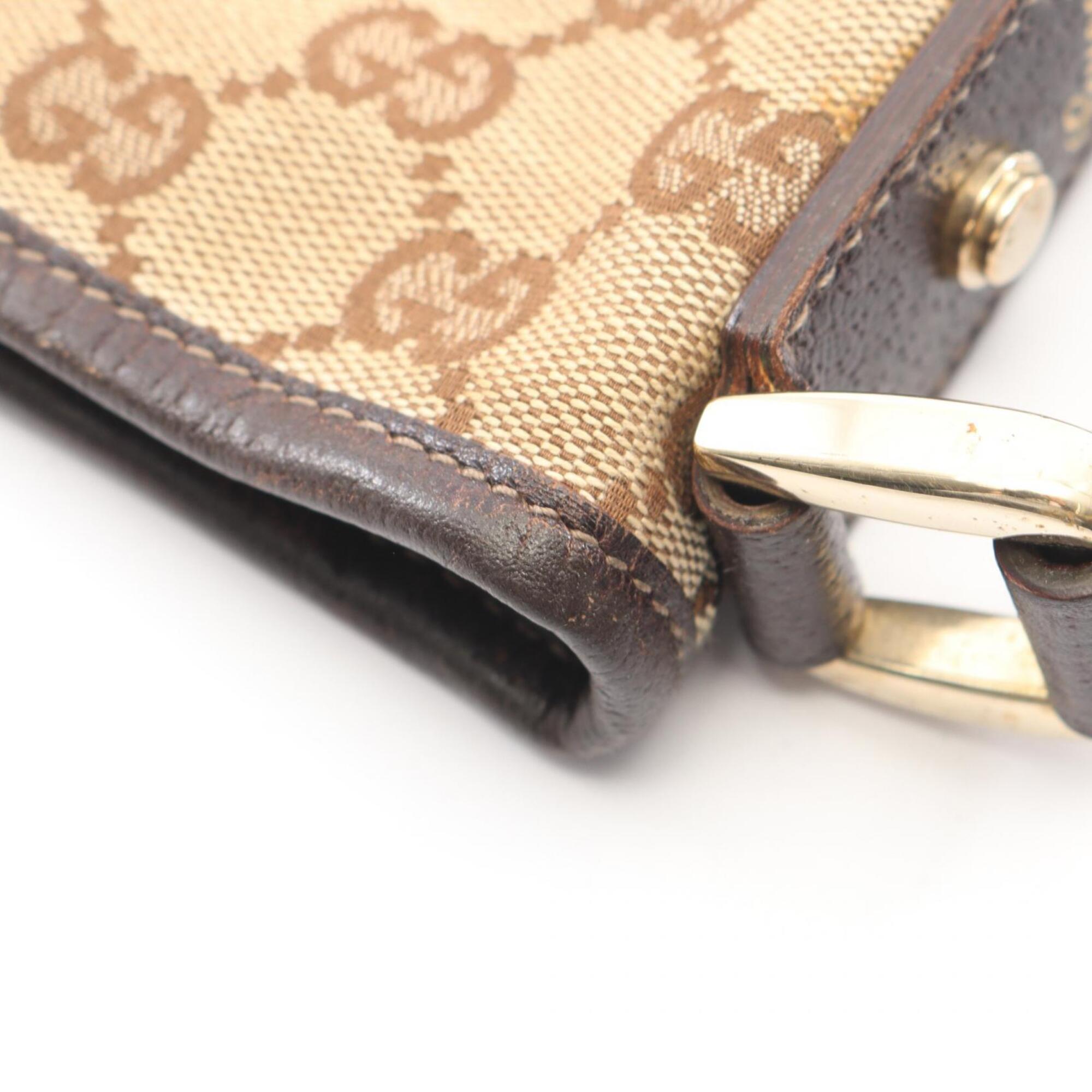 Gucci Beige Brown Canvas Leather Handbag Shoulder Bag (Pre-Owned)