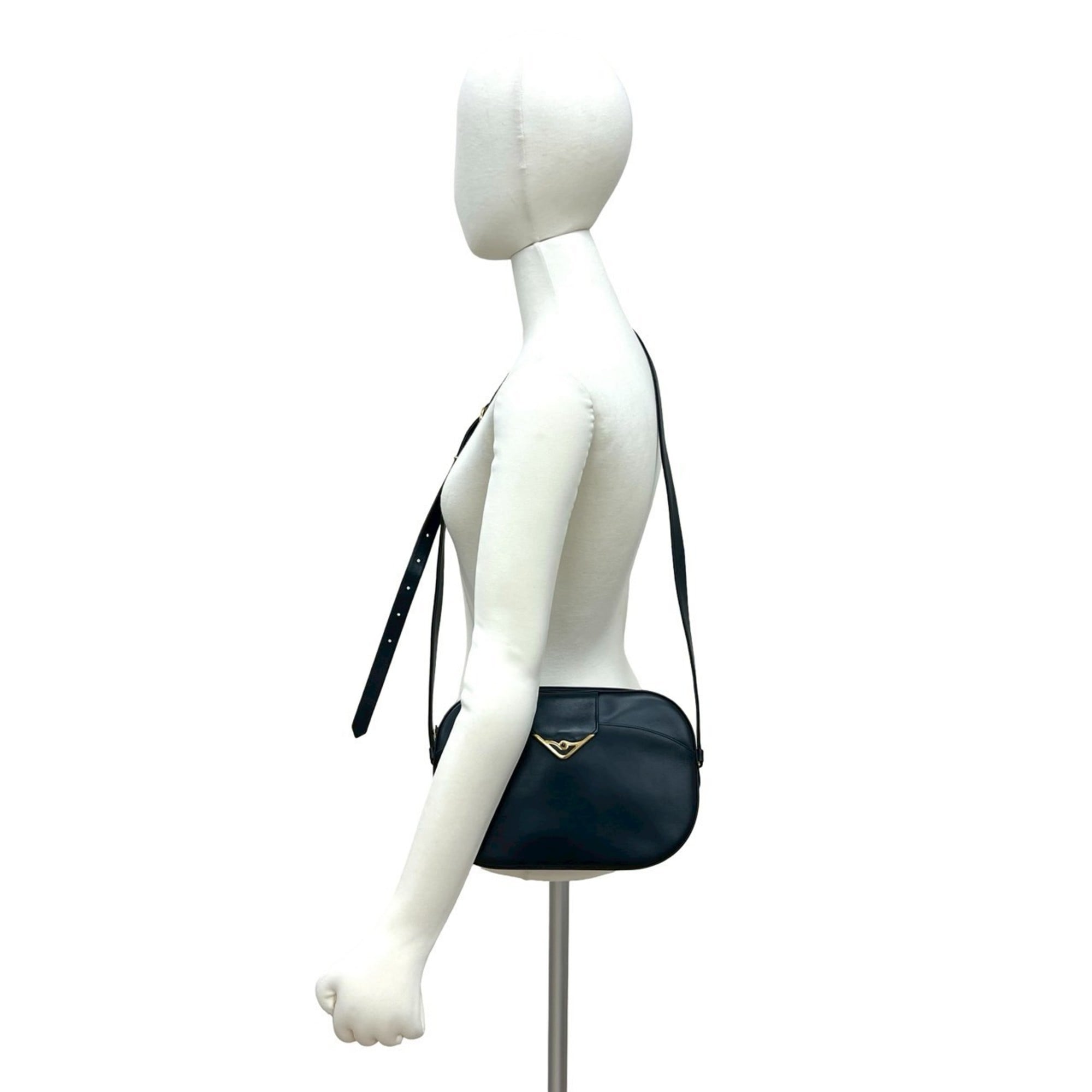 Cartier Navy Leather Pochette Shoulder Bag (Pre-Owned)
