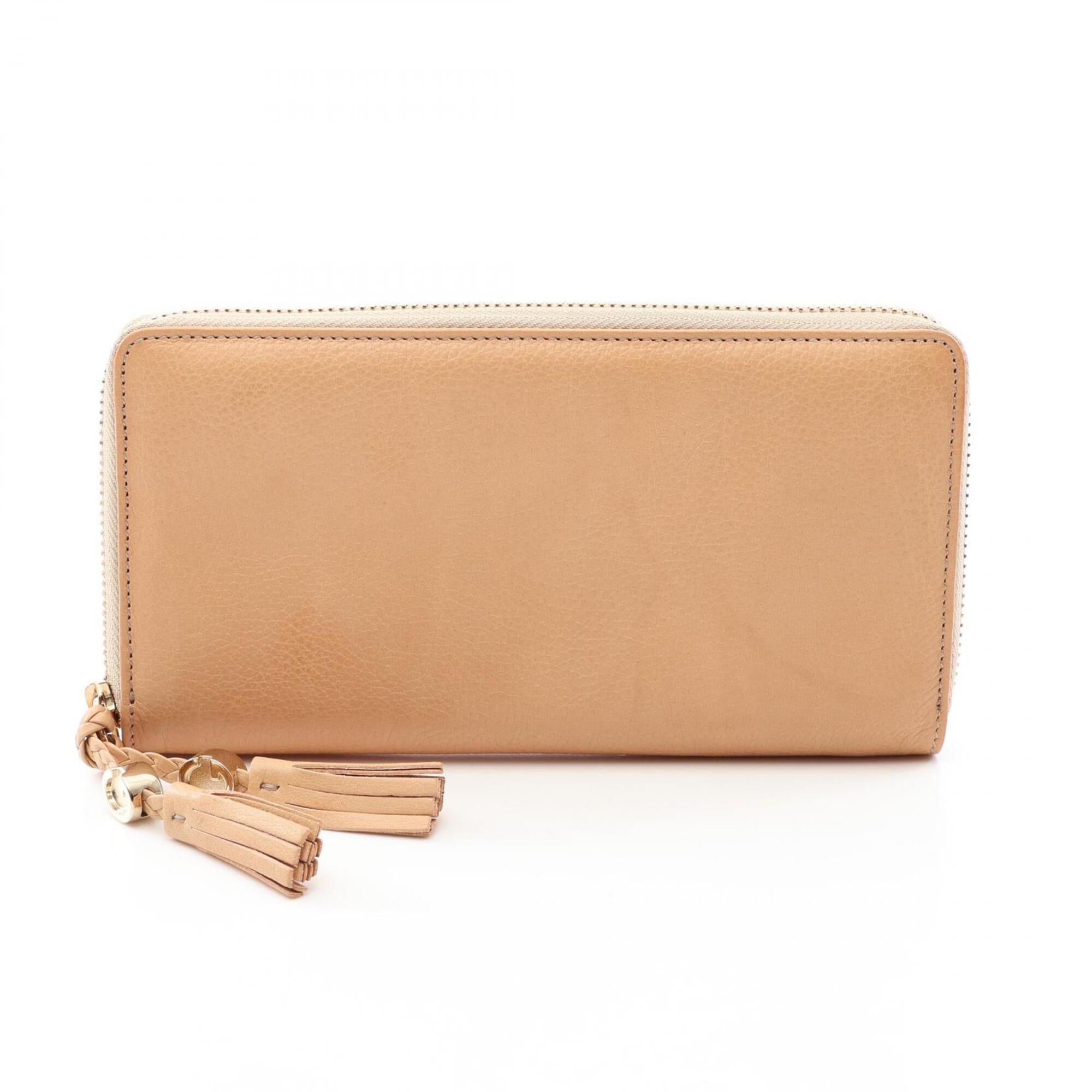 Gucci Beige Leather Long Wallet (Bi-Fold) (Pre-Owned)
