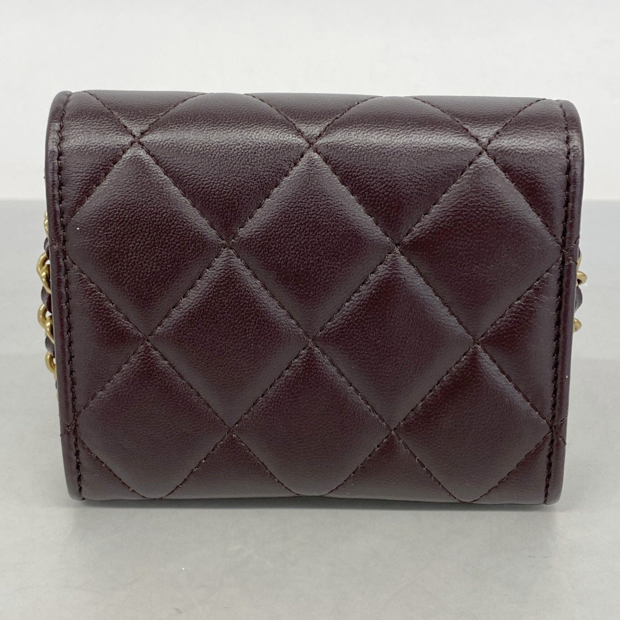 Chanel Dark Brown Leather Chain/Shoulder Wallet (Pre-Owned)
