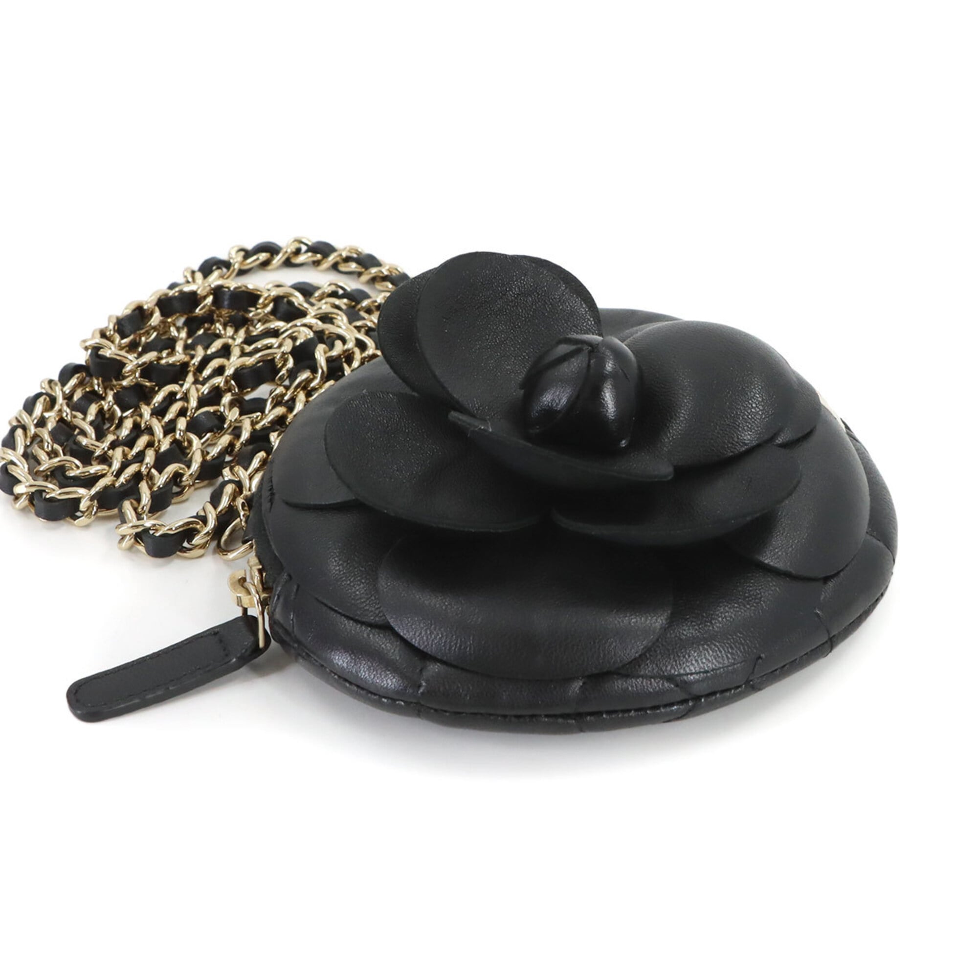 Chanel Black Leather Coin Purse/Coin Case (Pre-Owned)