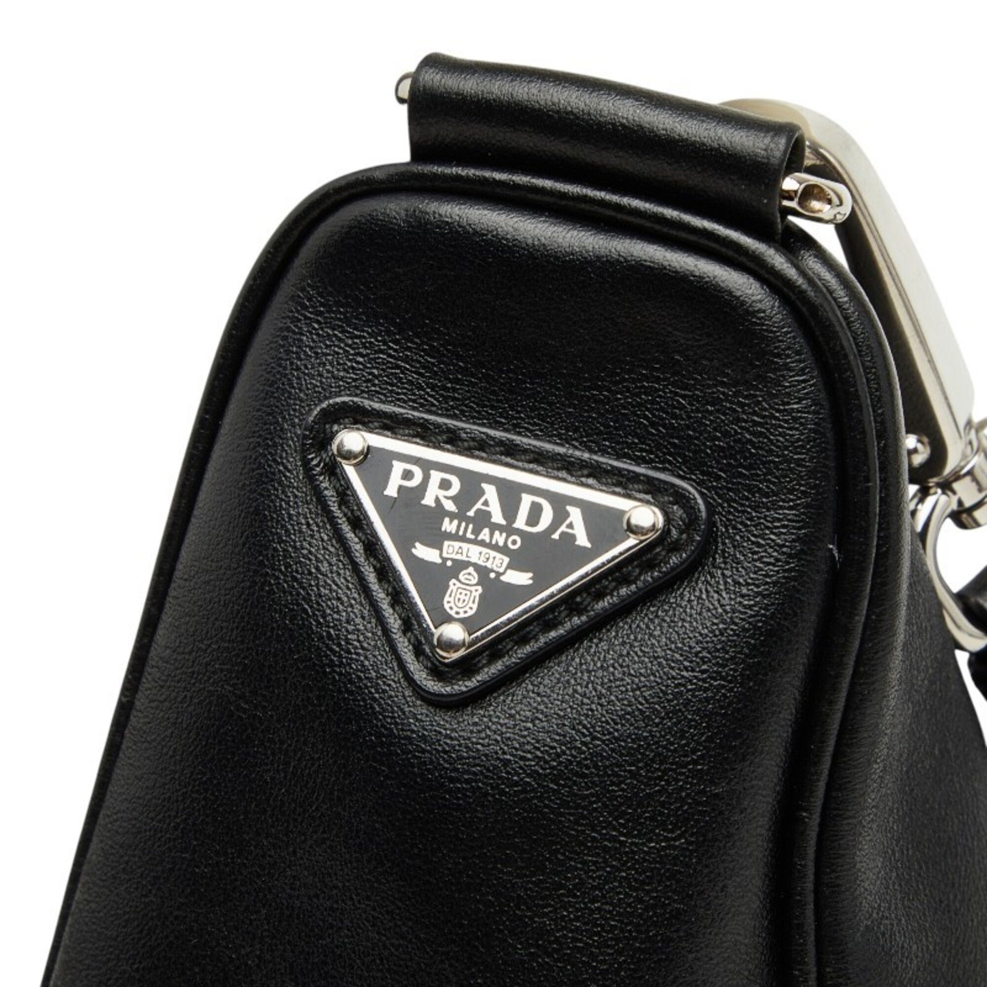 Prada Black Leather Pouch Shoulder Bag (Pre-Owned)