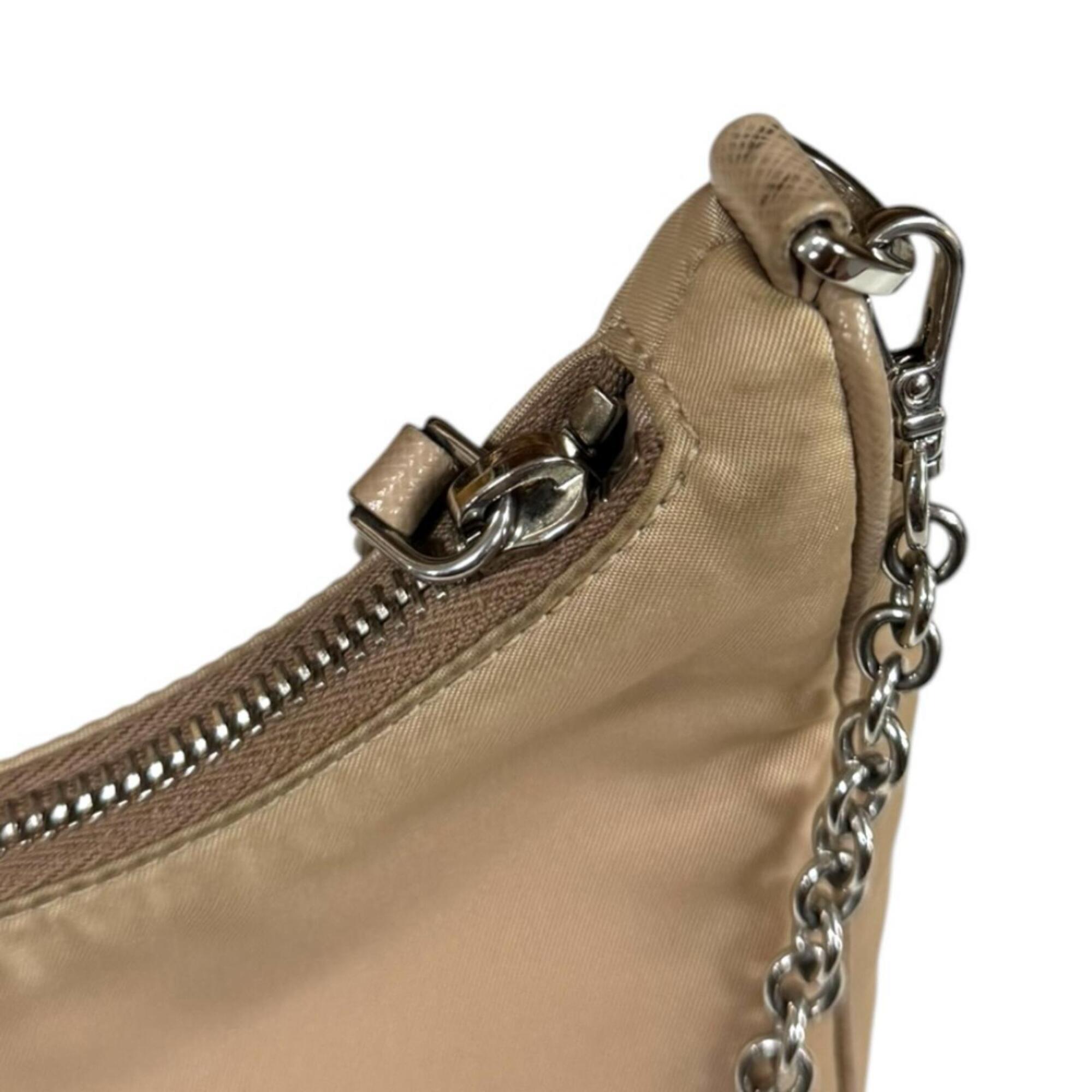 Prada Beige Nude Beige Nylon Shoulder Bag (Pre-Owned)