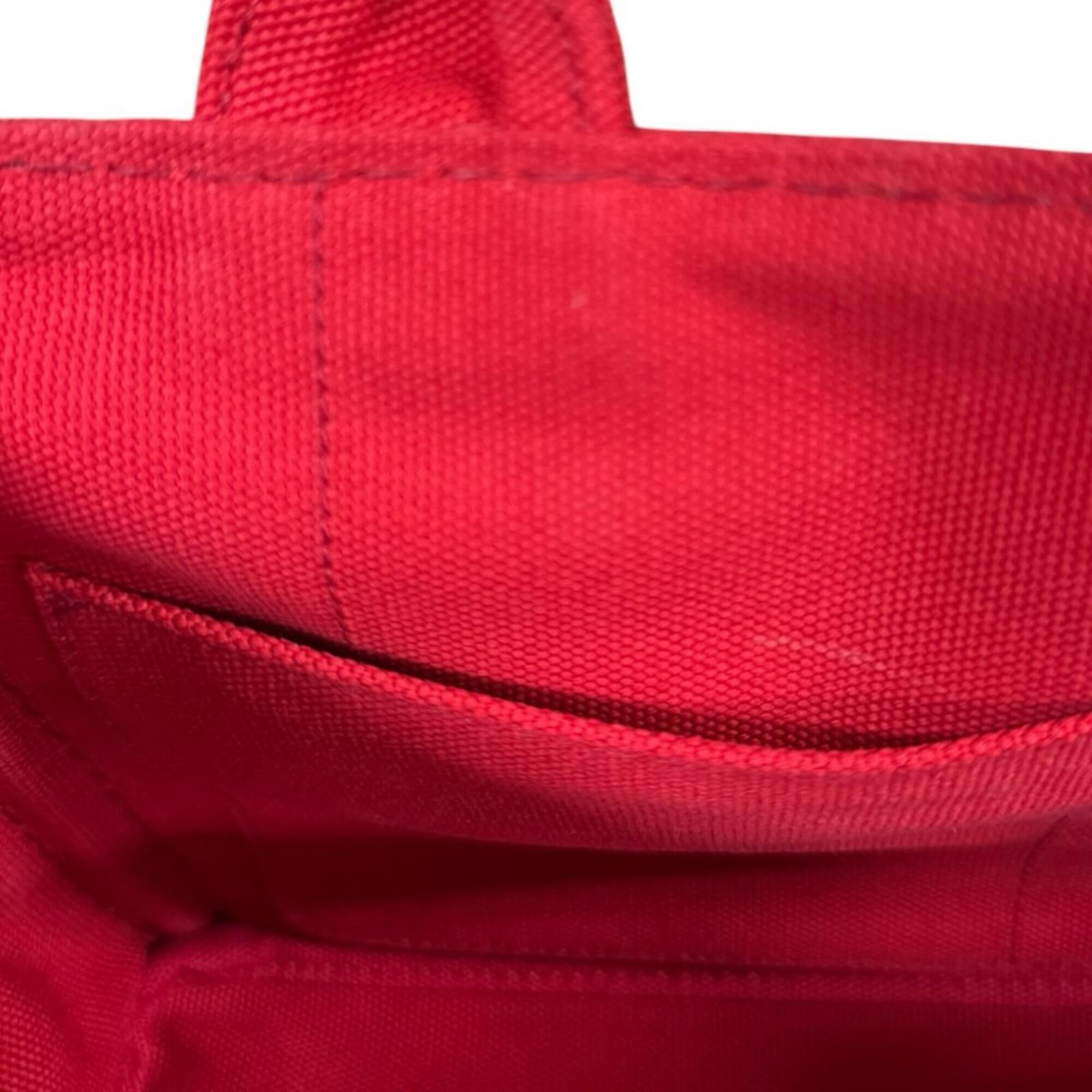 Prada Red Color Canvas Shoulder Bag (Pre-Owned)