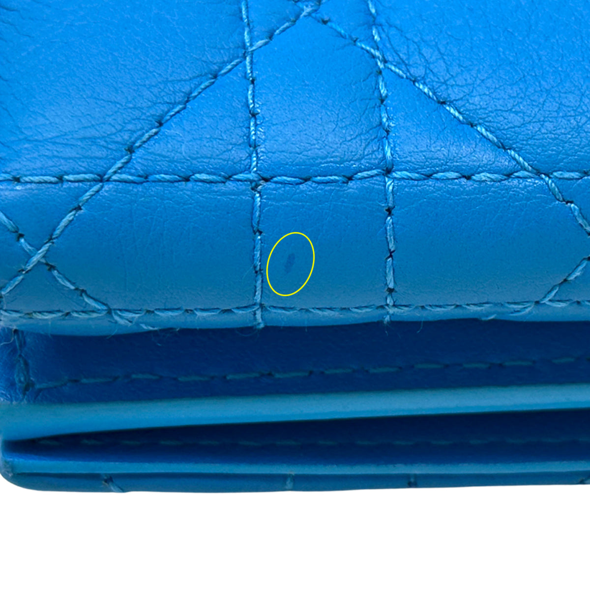 Christian Dior Blue Leather Wallet (Tri-Fold) (Pre-Owned)