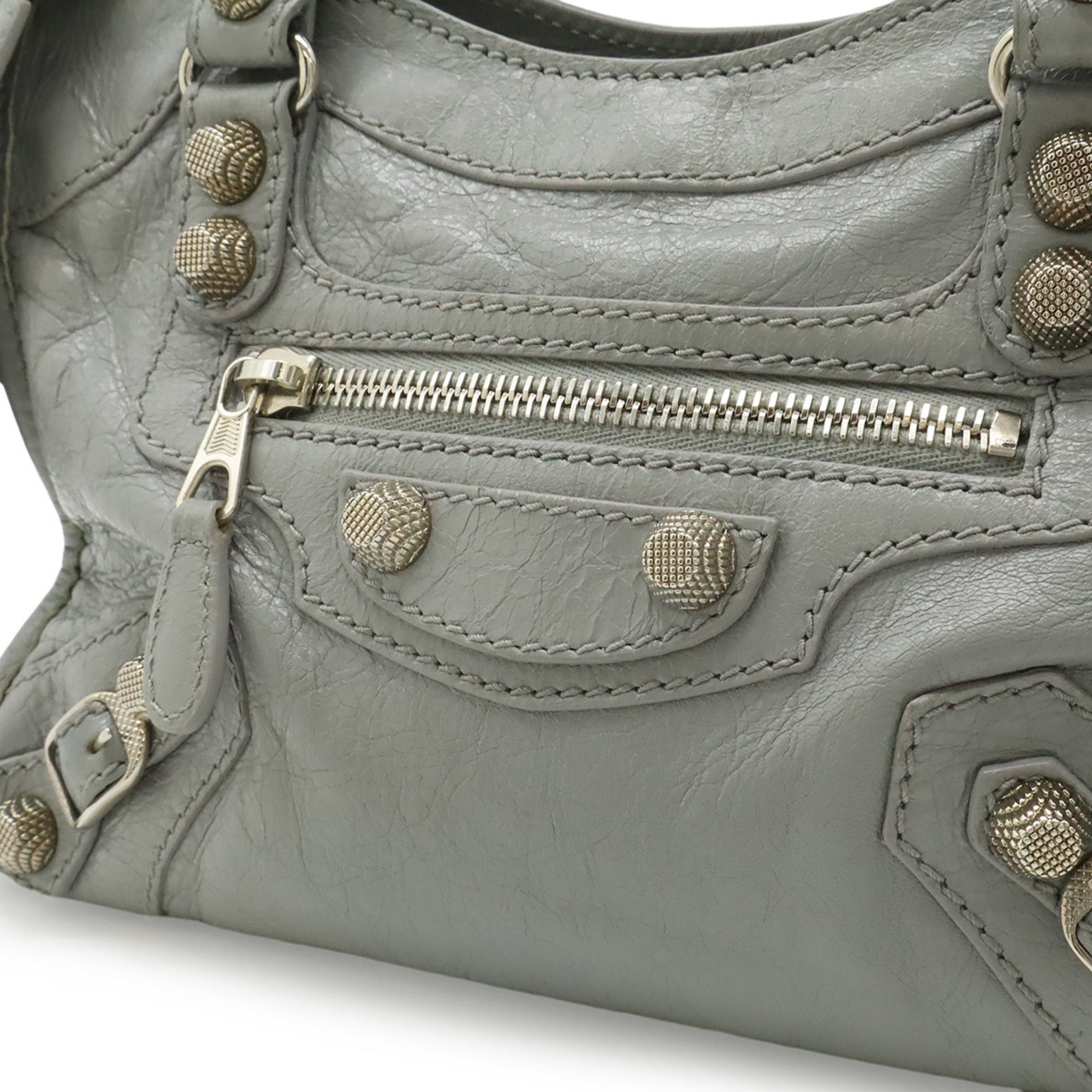 Balenciaga Gray Leather Handbag Shoulder Bag (Pre-Owned)