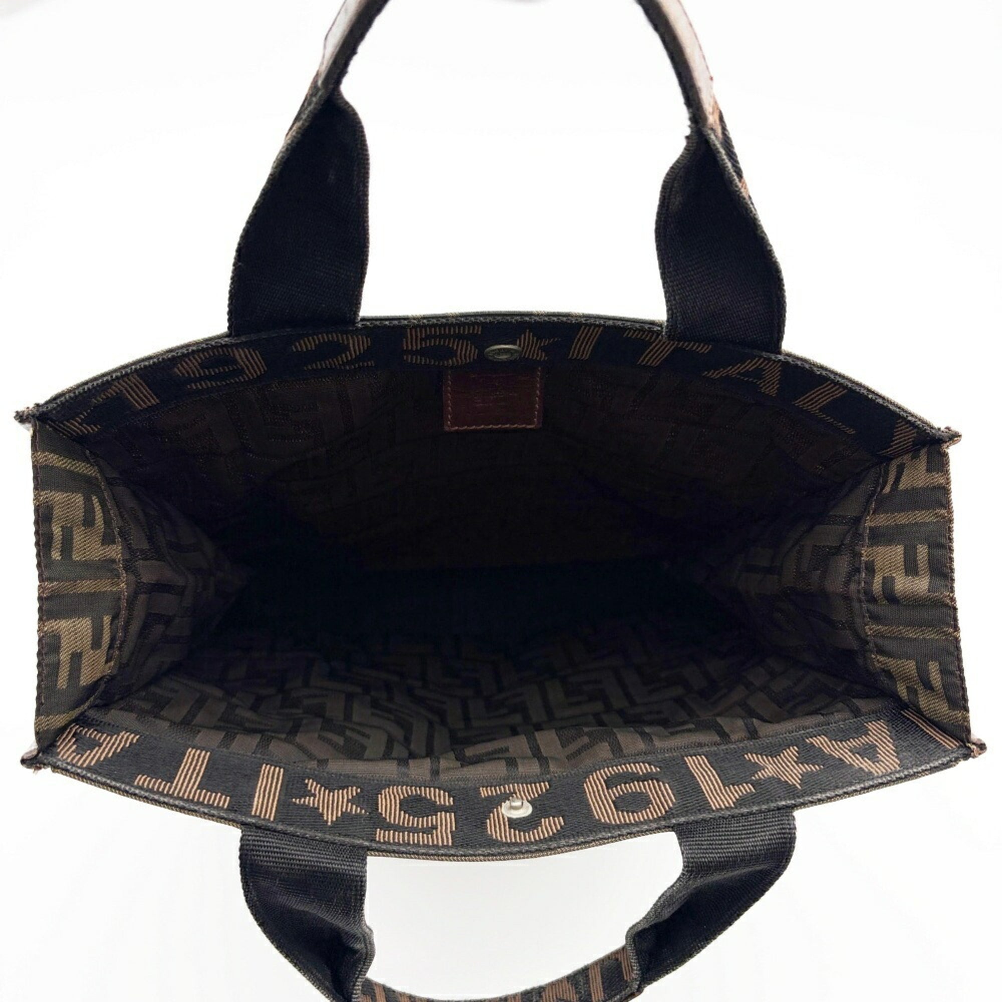 Fendi Brown Canvas Leather Tote Bag (Pre-Owned)