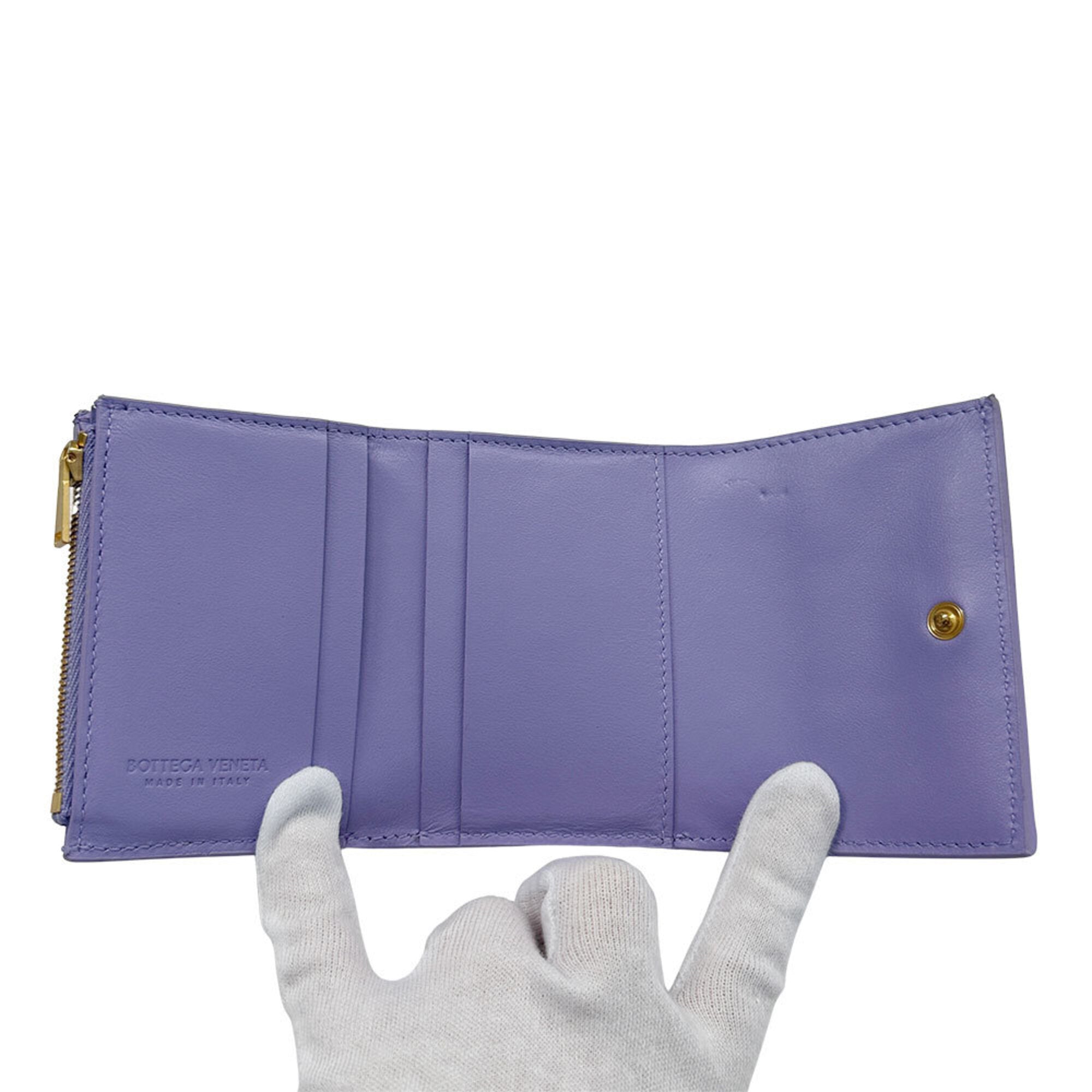 Bottega Veneta Purple Leather Wallet (Tri-Fold) (Pre-Owned)