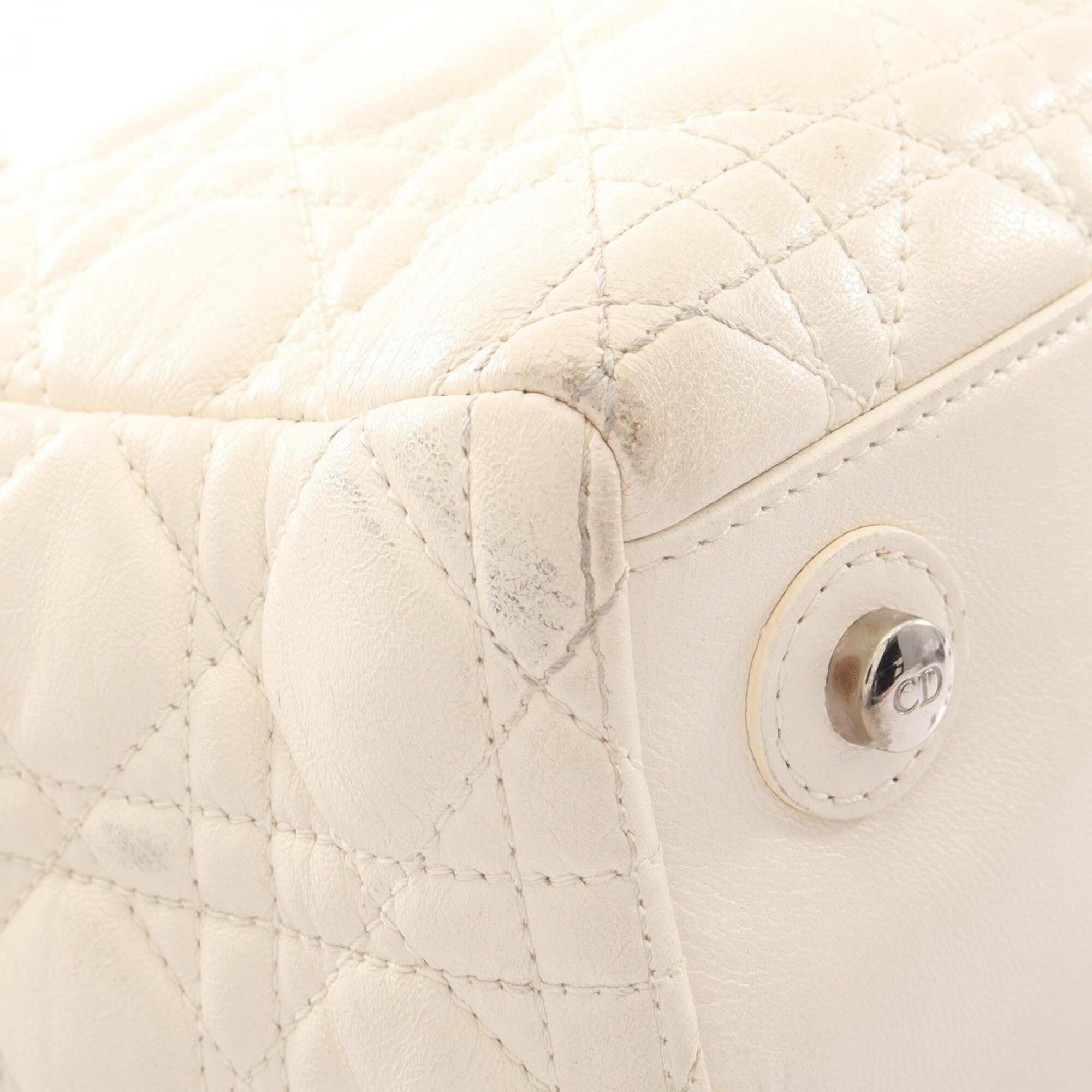 Christian Dior White Leather Handbag Tote Bag (Pre-Owned)