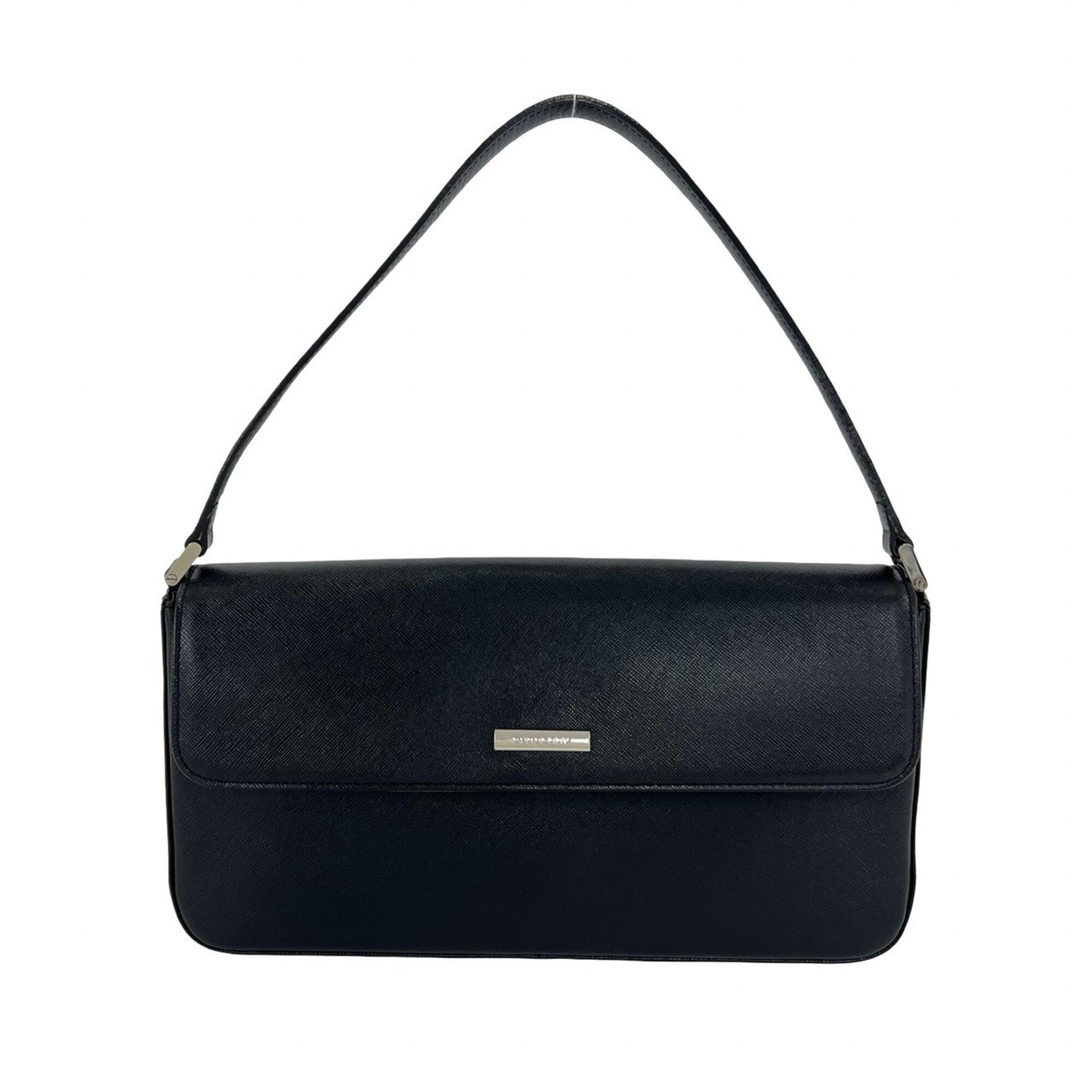 Burberry Black Leather Handbag Shoulder Bag (Pre-Owned)