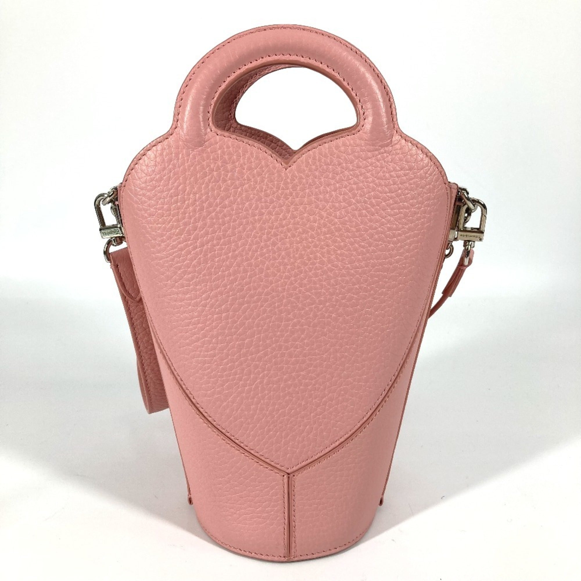 Tiffany Pink Leather Handbag Pochette Shoulder Bag Sling Bag (Pre-Owned)