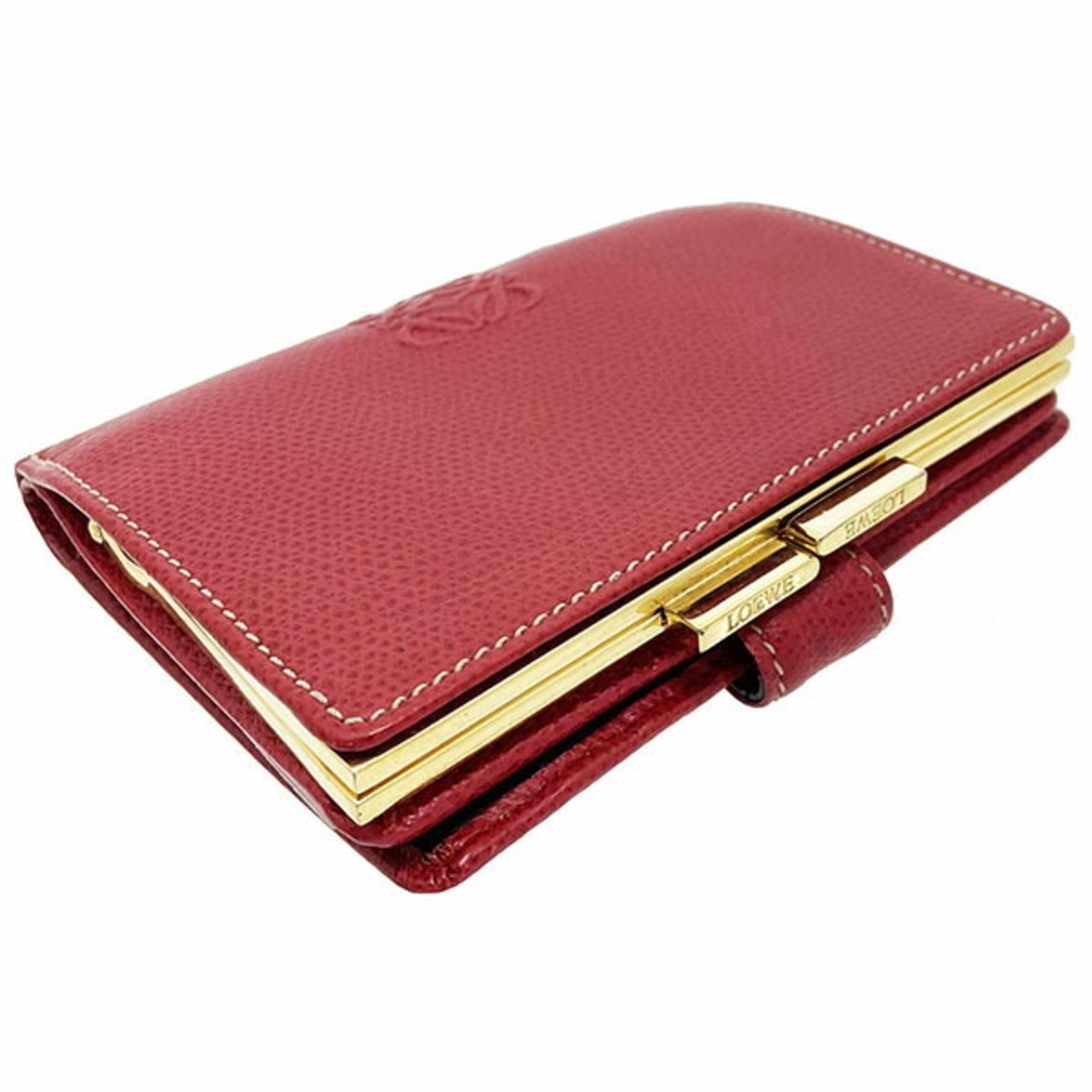 Loewe Dark Brown Red Color Leather Wallet (Bi-Fold) (Pre-Owned)
