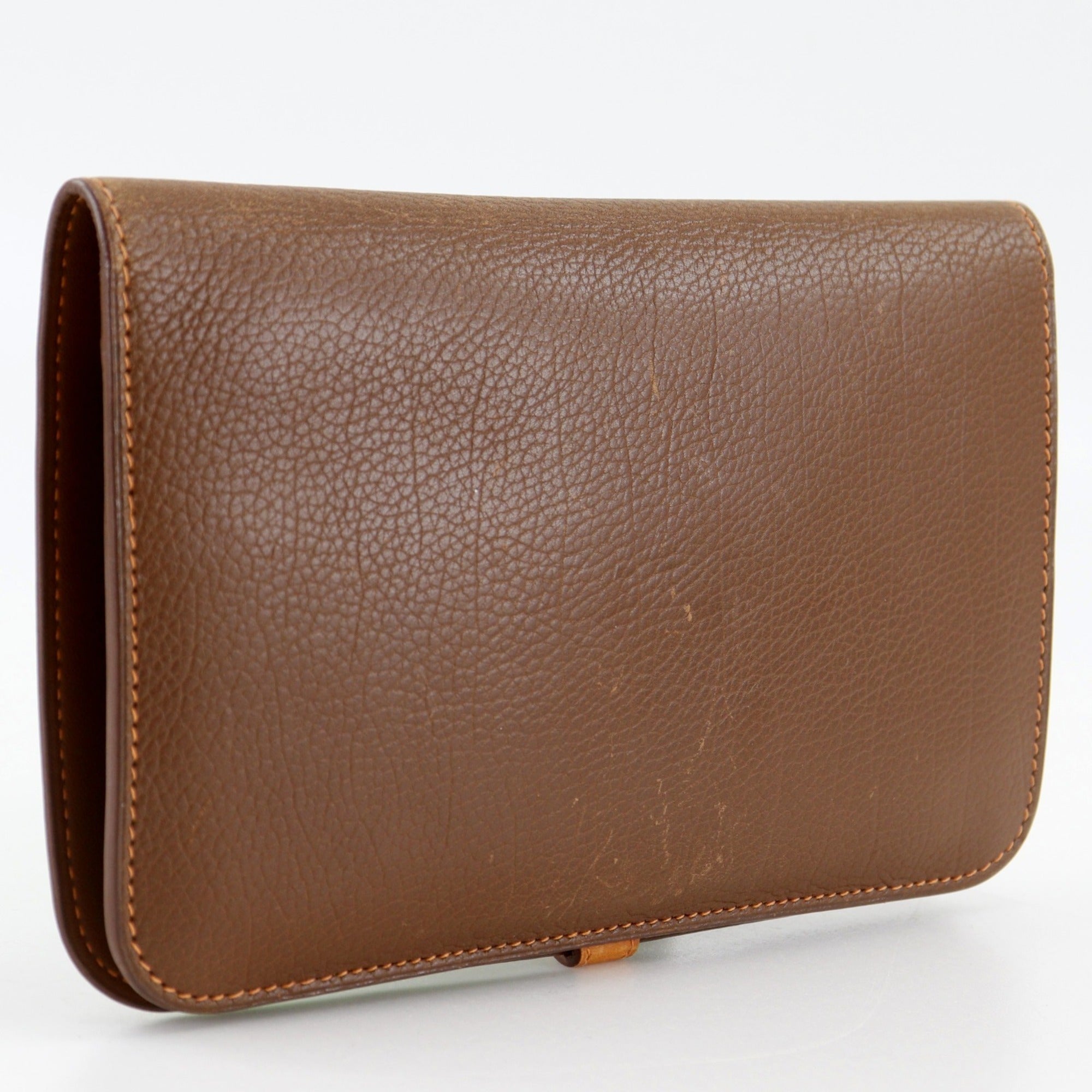 Hermes Brown Togo Leather Long Wallet (Bi-Fold) (Pre-Owned)