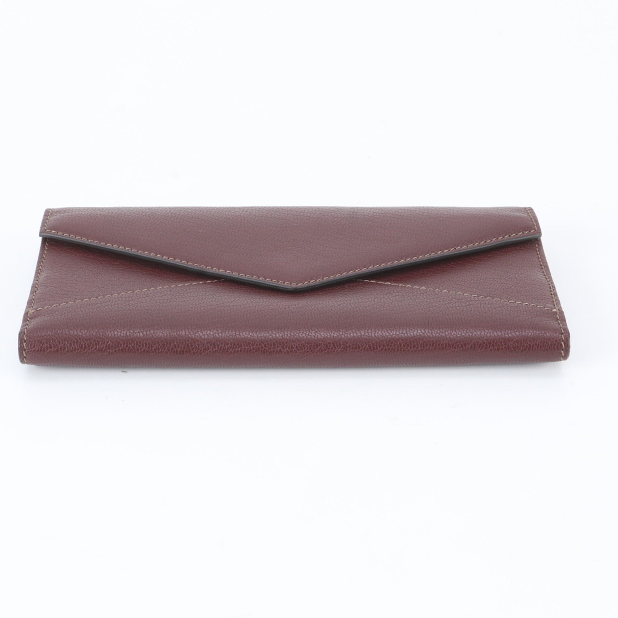 Cartier Wine Red Leather Long Wallet (Bi-Fold) (Pre-Owned)