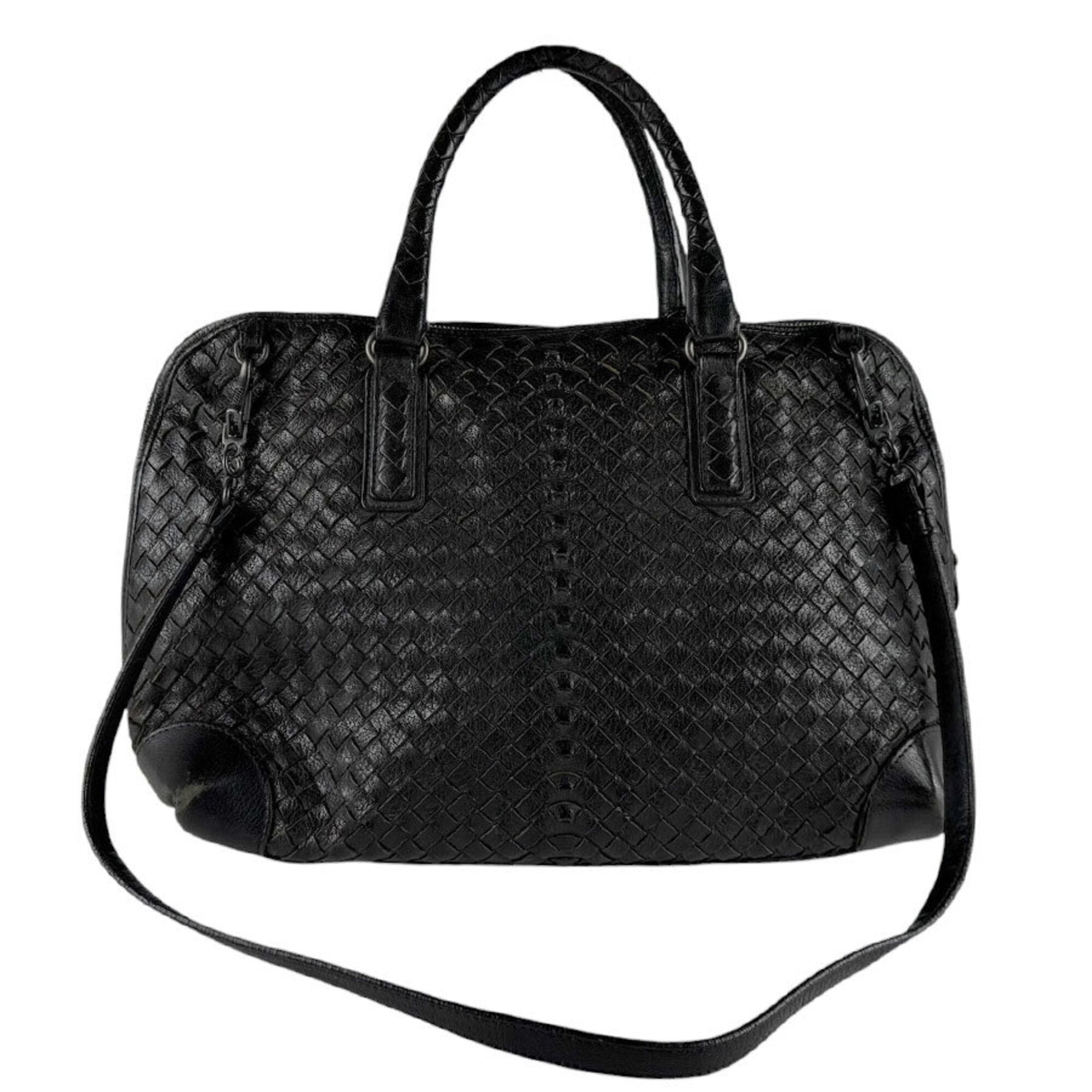 Bottega Veneta Black Intrecciato Handbag Shoulder Bag (Pre-Owned)