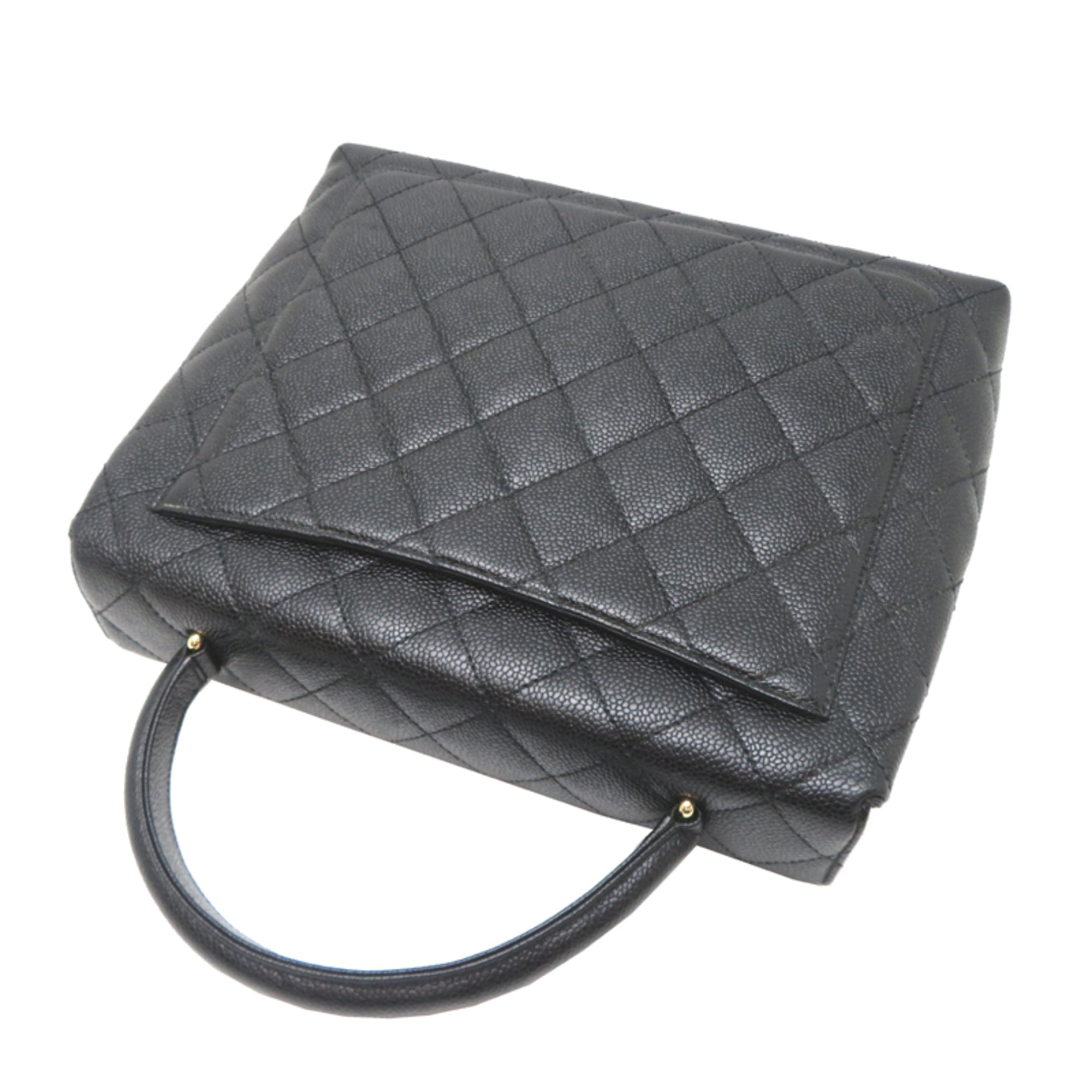 Chanel Black Grained Calfskin Handbag (Pre-Owned)