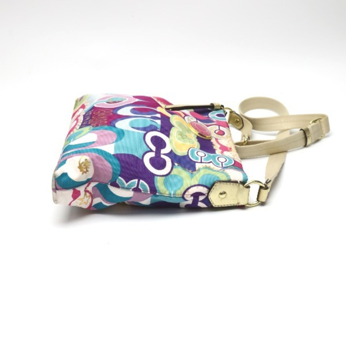 Coach Signature Multi-Color Canvas Leather Shoulder Bag (Pre-Owned)