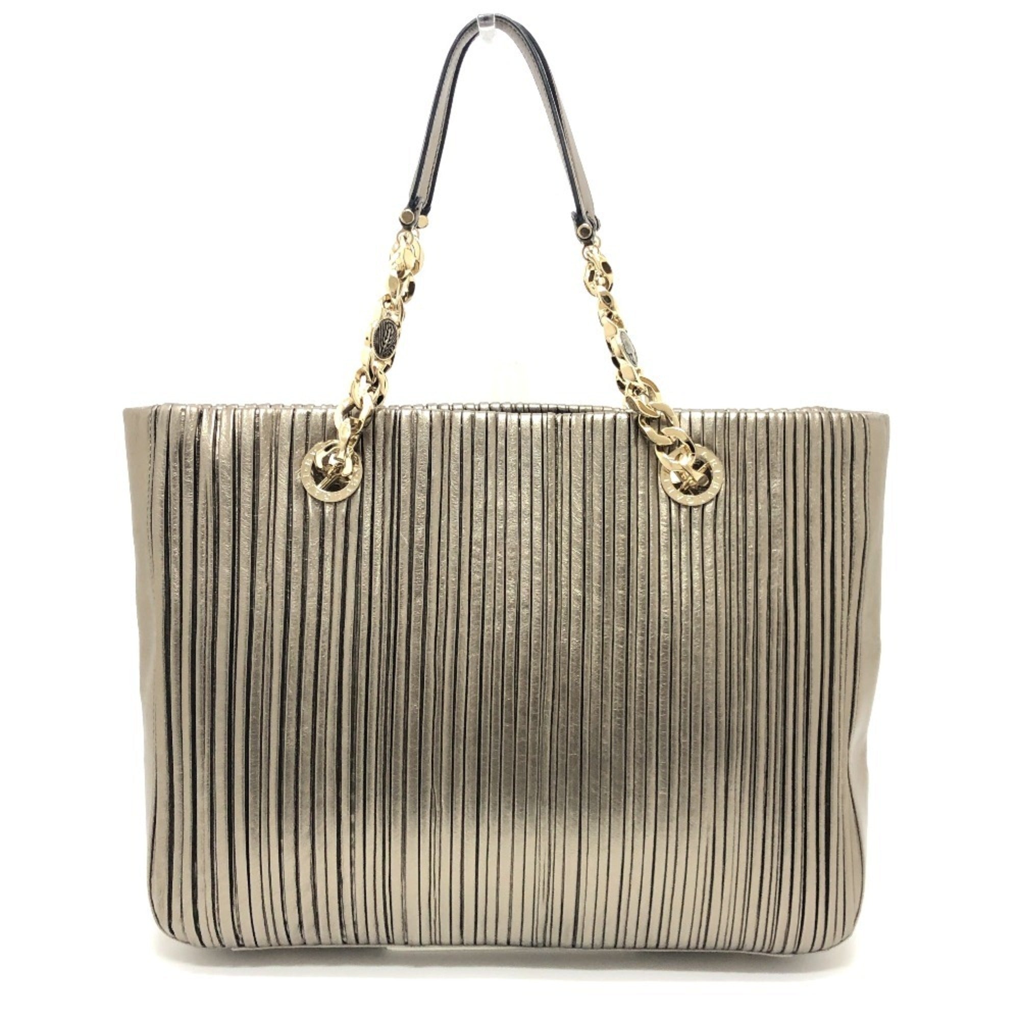 Bvlgari Gold Leather Shoulder Bag Tote Bag (Pre-Owned)