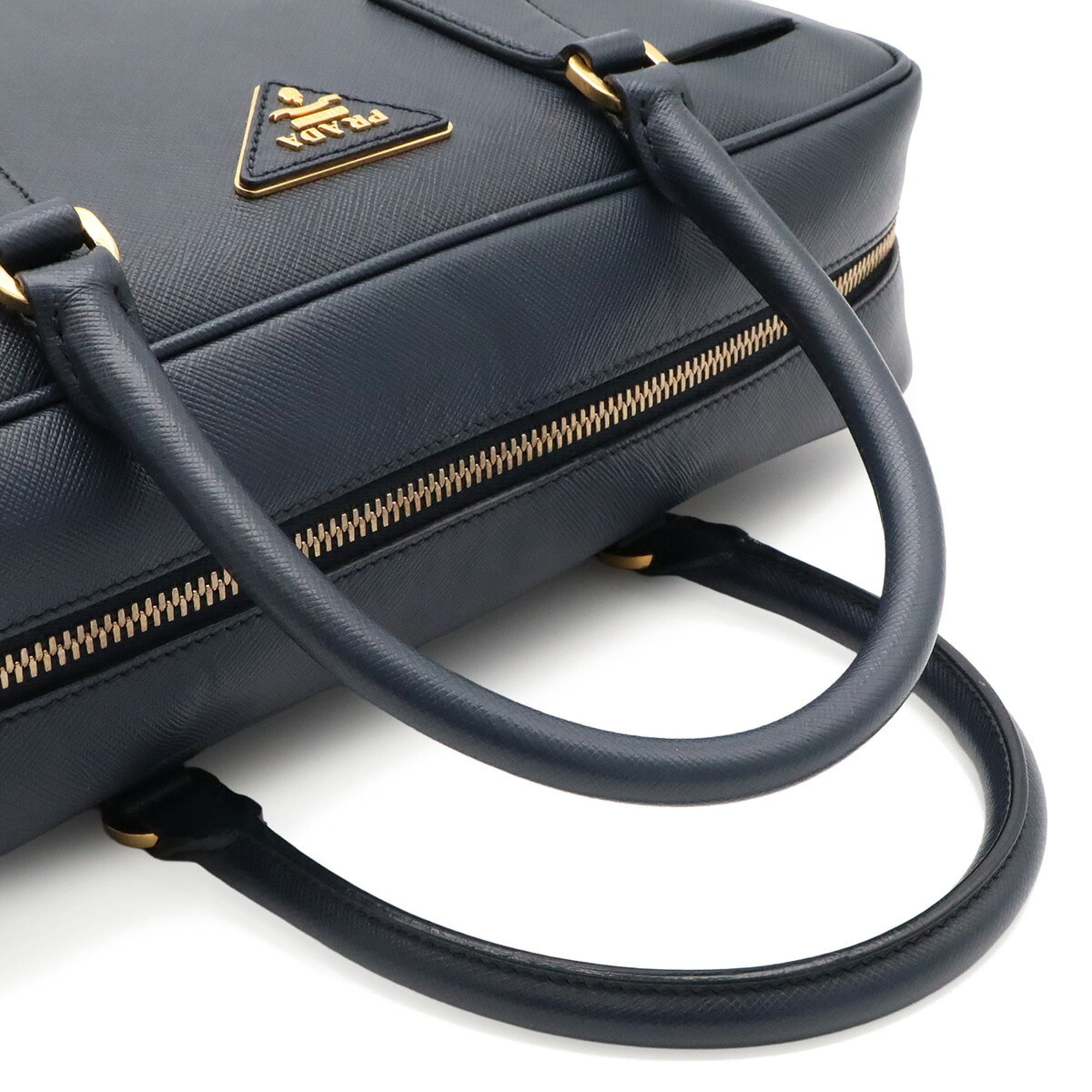 Prada Saffiano Navy Saffiano Handbag Shoulder Bag (Pre-Owned)