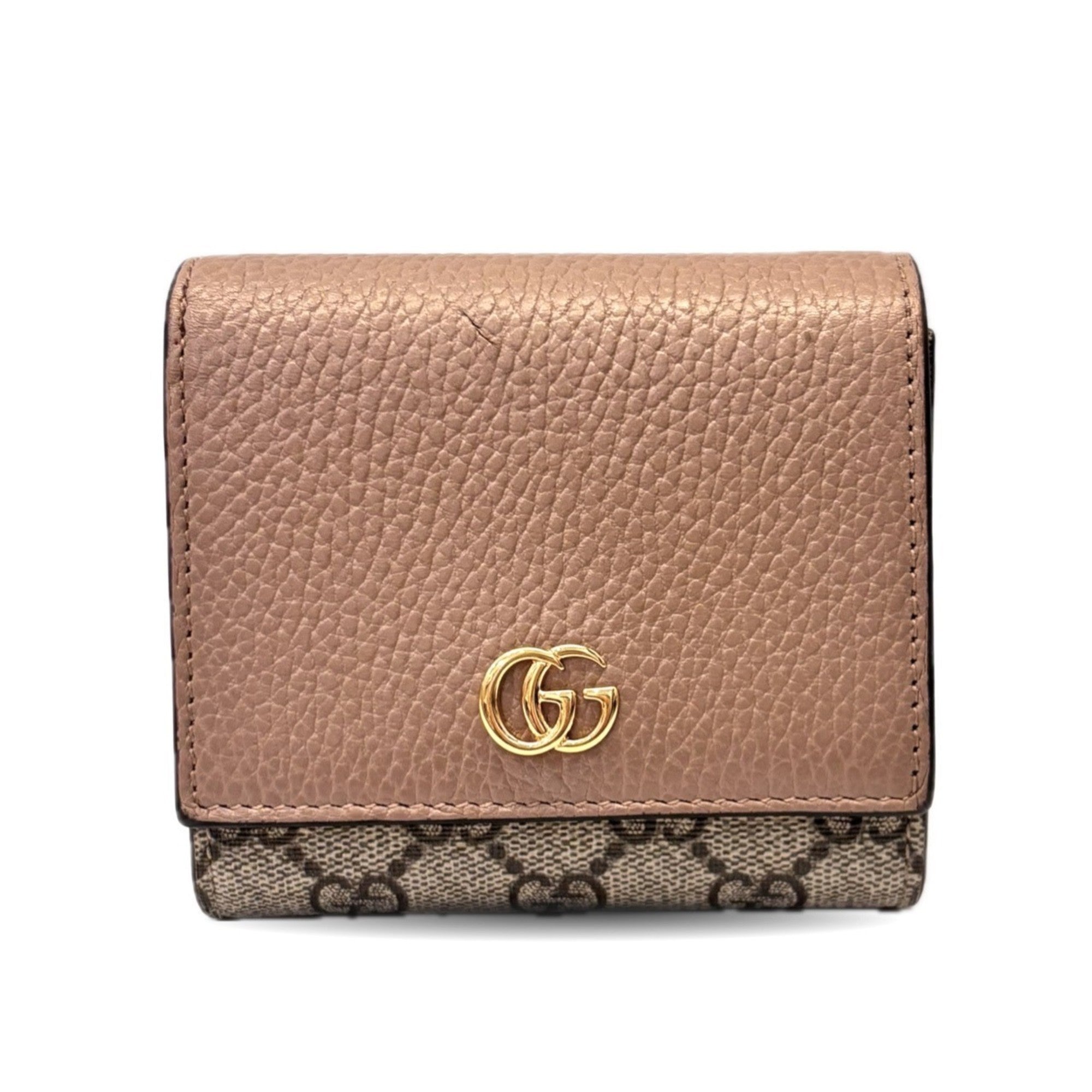 Gucci Pink Beige Gg Supreme Leather Wallet (Bi-Fold) (Pre-Owned)