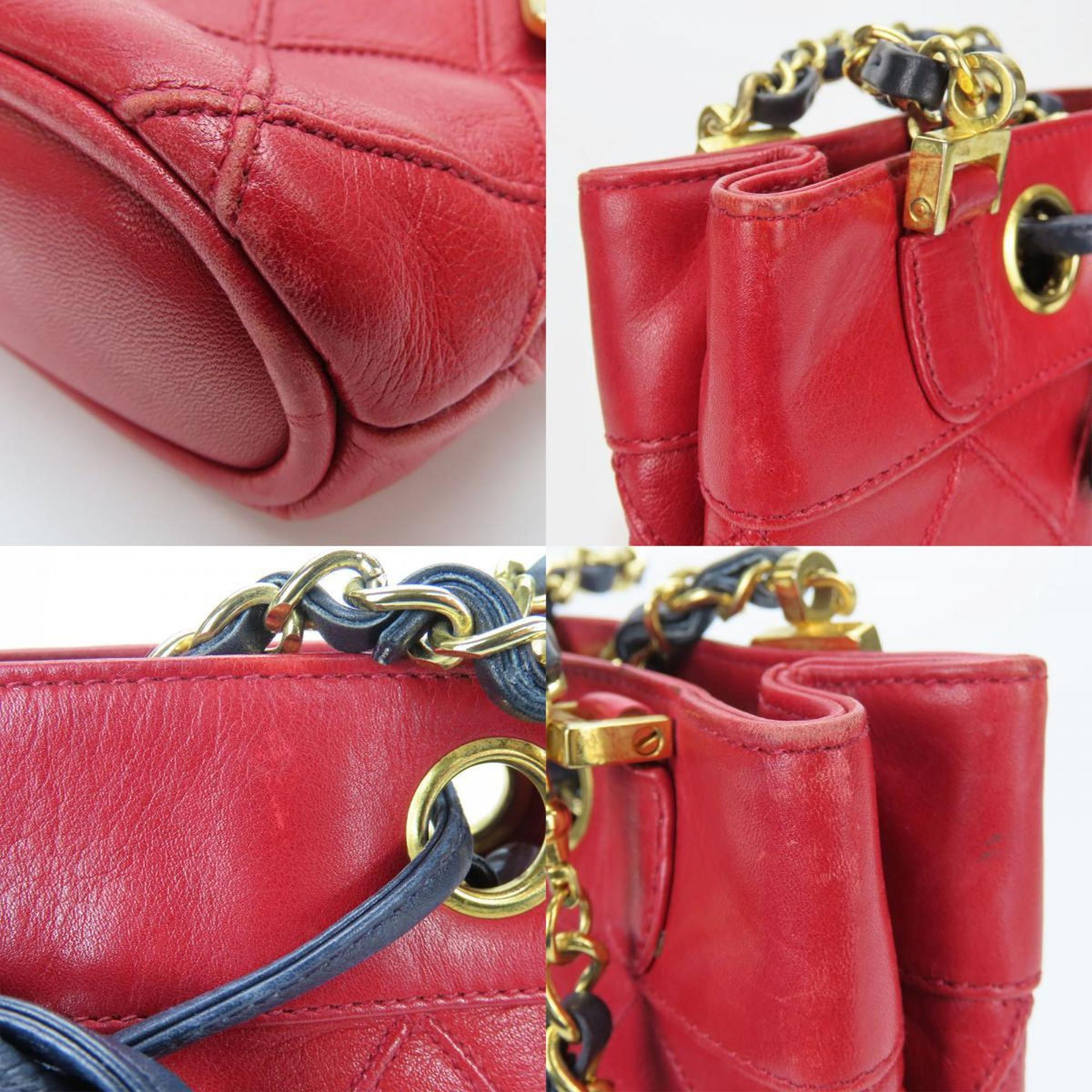 Chanel Bicolor Red Color Leather Shoulder Bag (Pre-Owned)