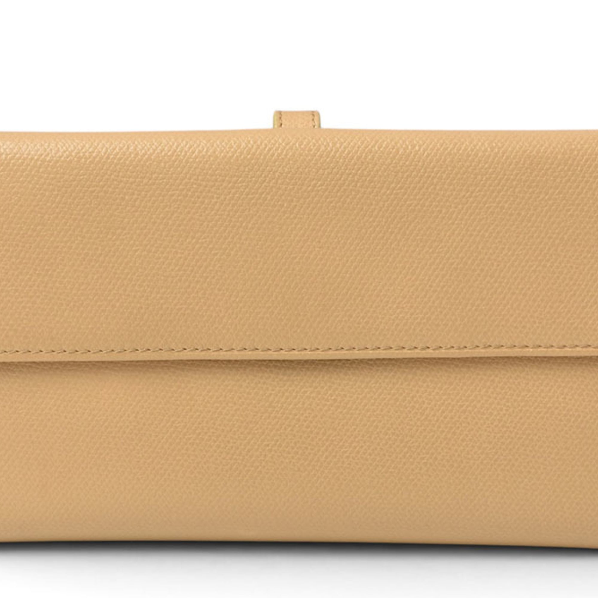 Chanel Beige Leather Long Wallet (Bi-Fold) (Pre-Owned)