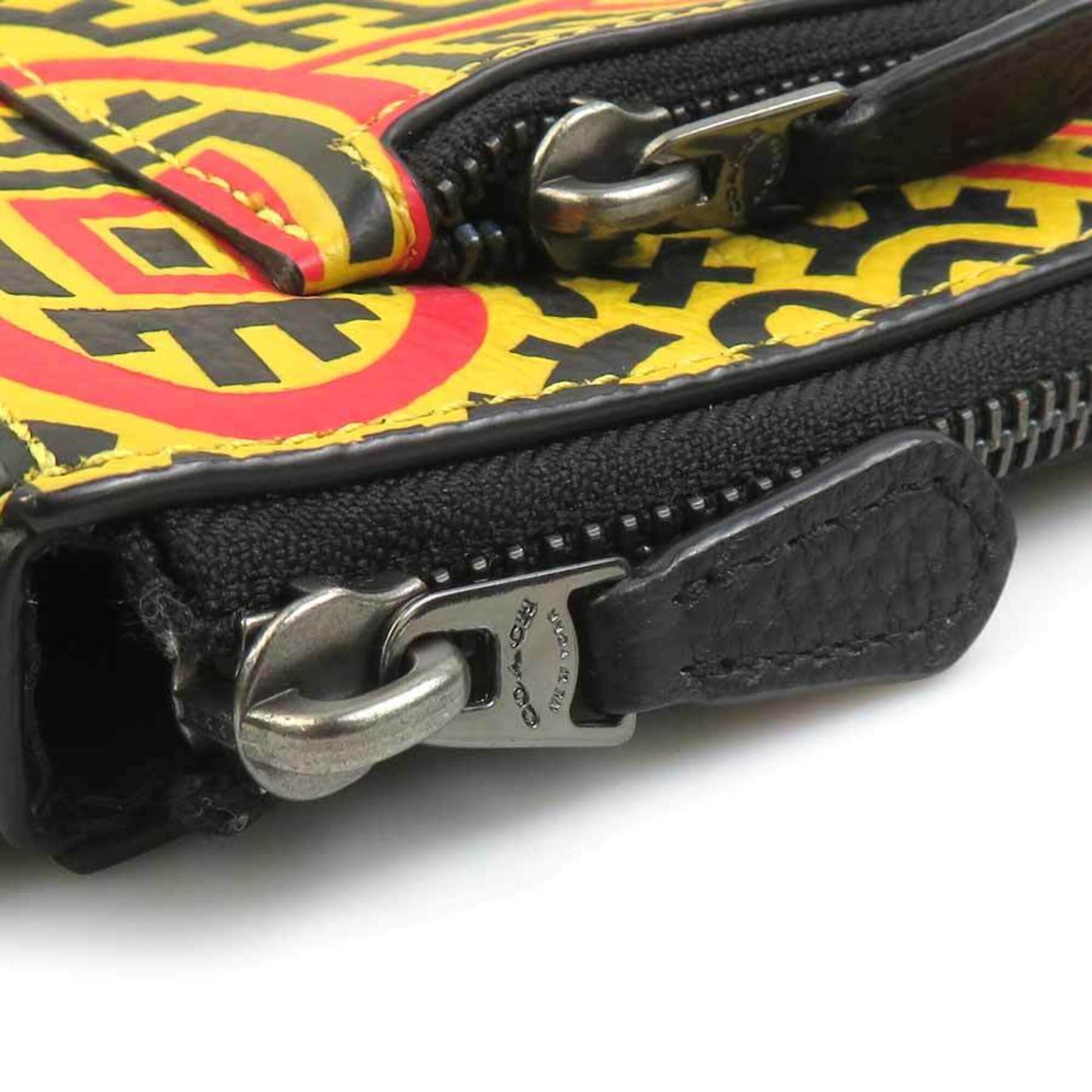 Coach Black Red Color Yellow Leather Shoulder Bag (Pre-Owned)
