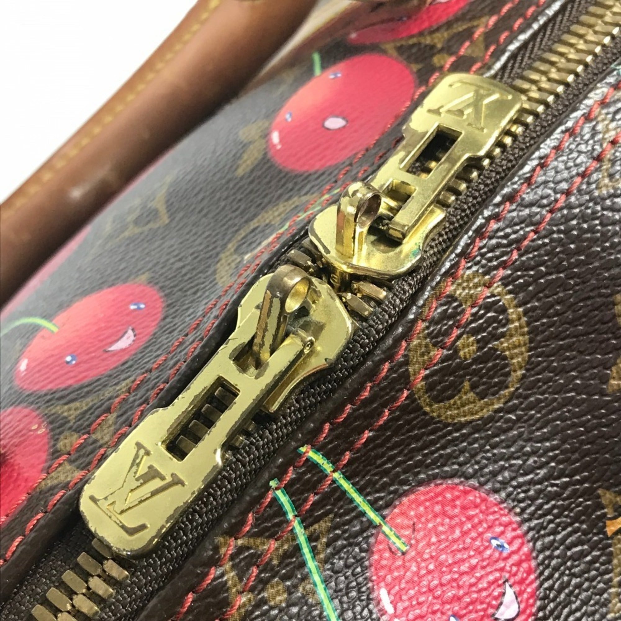 Louis Vuitton Brown Monogram Cherry Red Color Monogram Boston Bag (Pre-Owned)