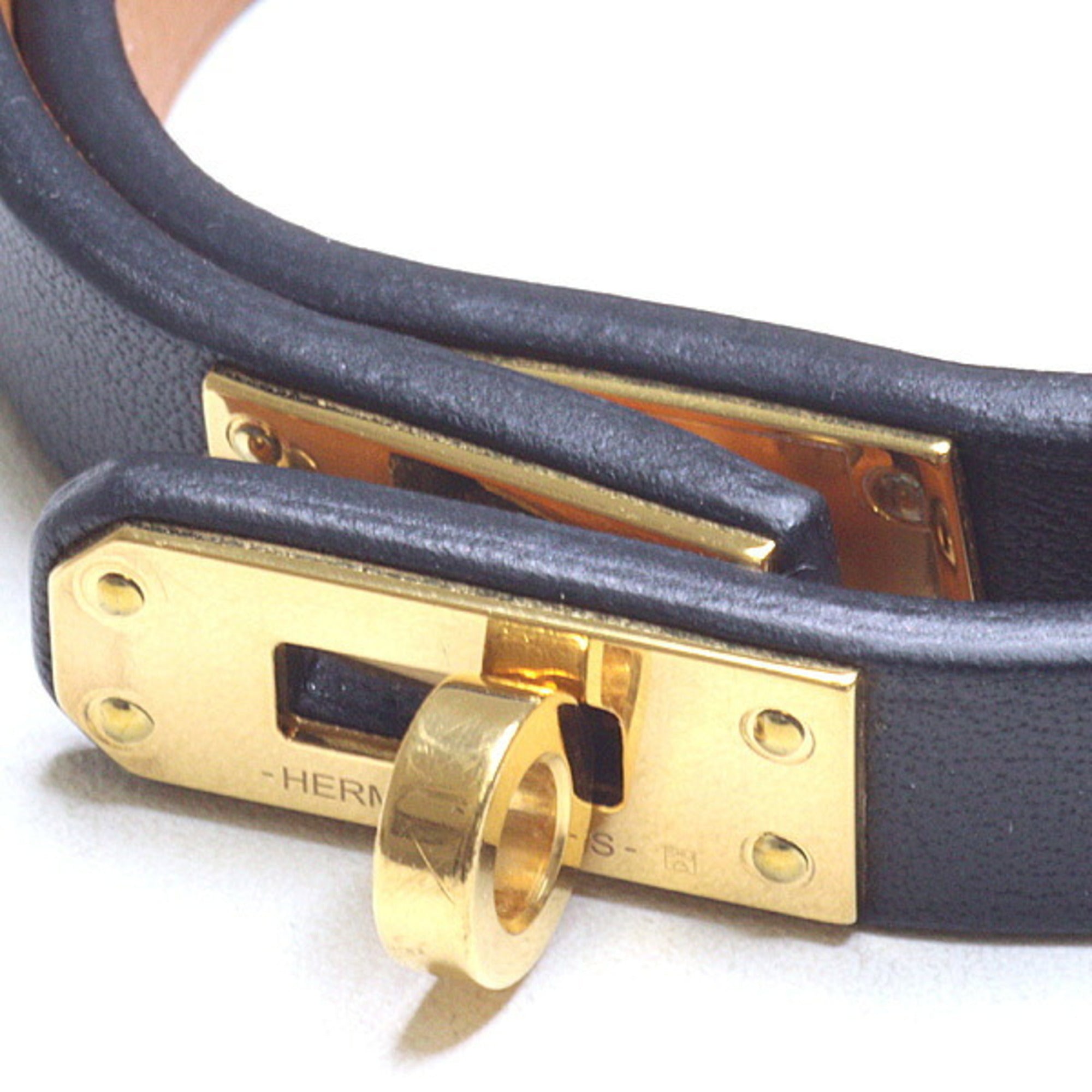 Hermes Kelly Black Swift Leather Charm Bracelet (Pre-Owned)
