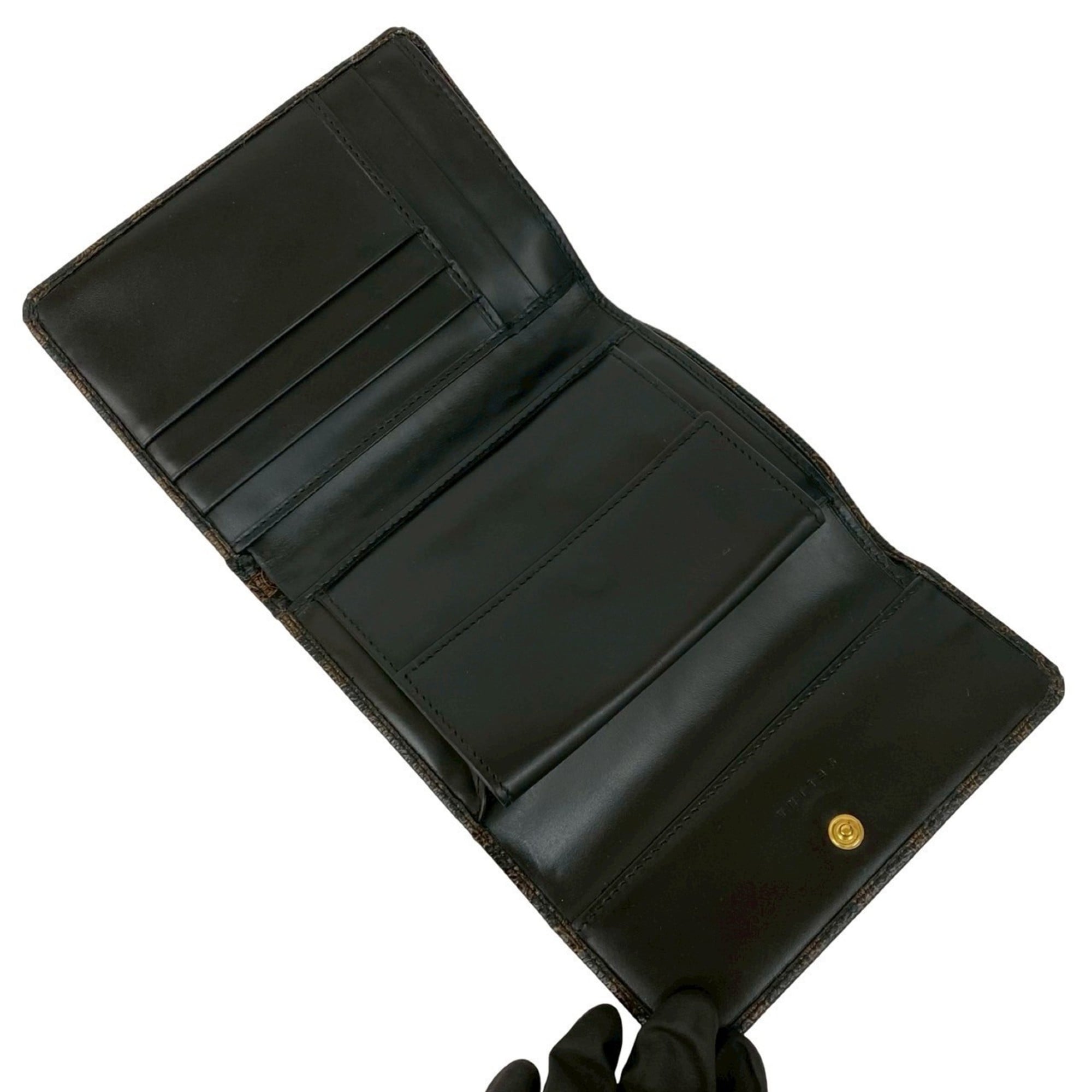 Celine Black Brown Leather Pvc Wallet (Tri-Fold) (Pre-Owned)