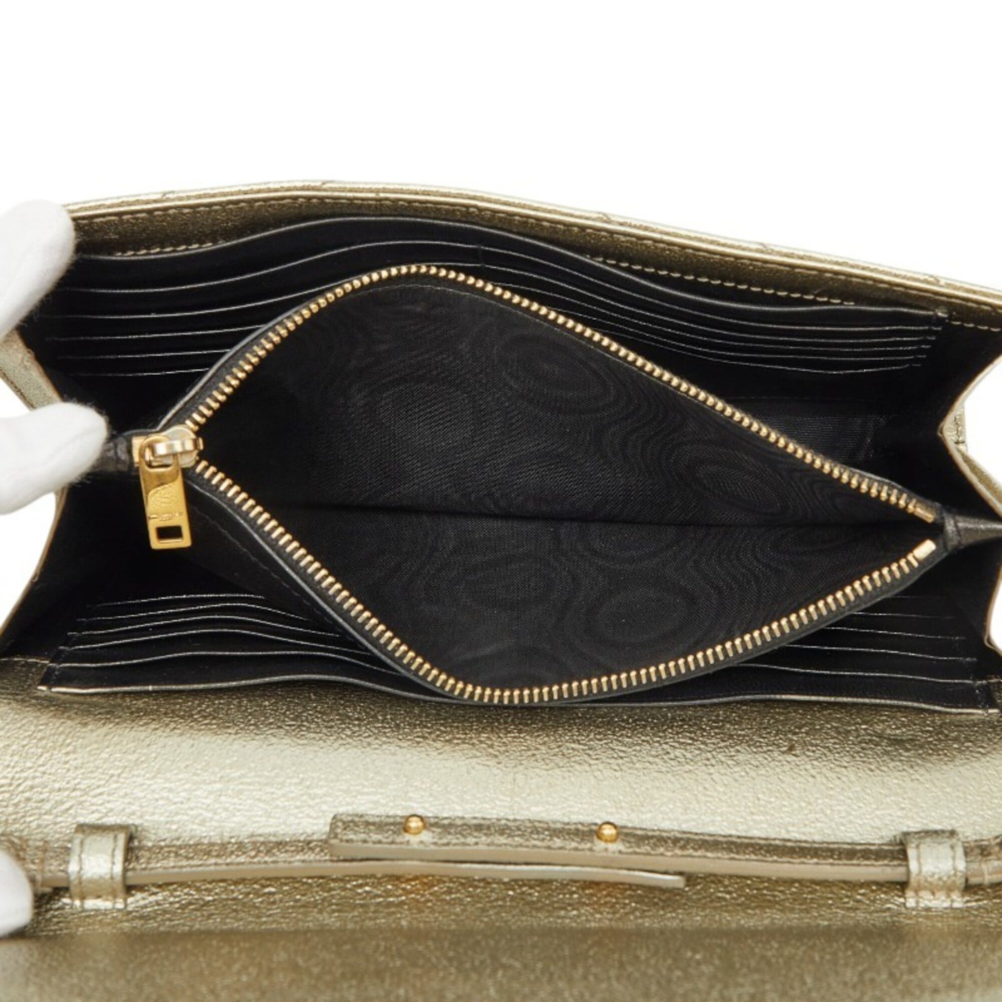 Saint Laurent Gold Leather Shoulder Bag (Pre-Owned)