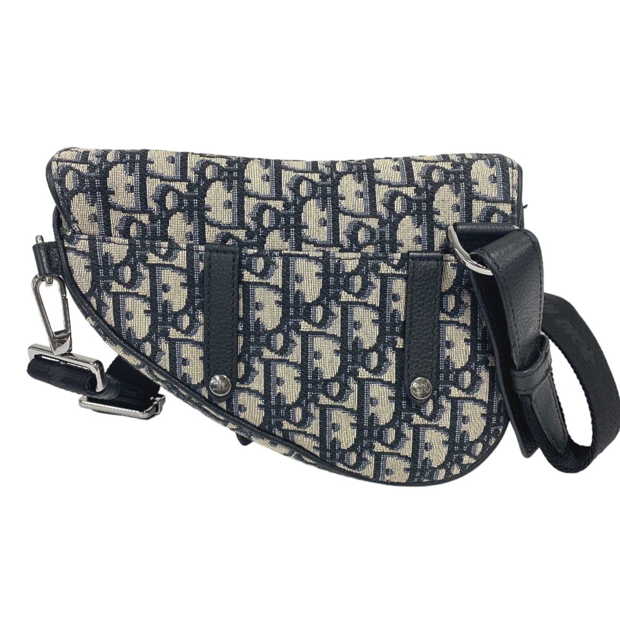 Christian Dior Navy Canvas Saddle Bag Sling Bag (Pre-Owned)