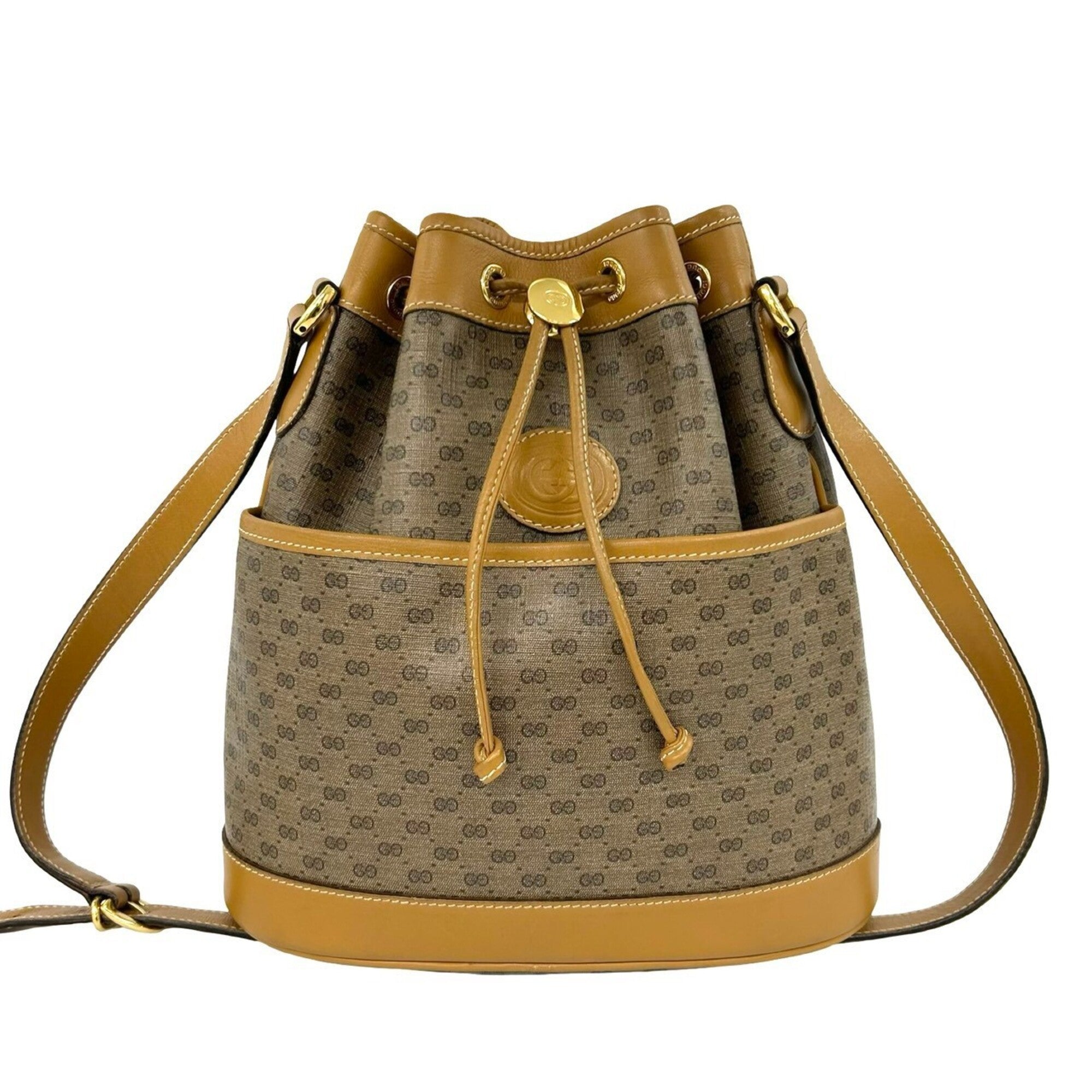 Gucci Brown Leather Pvc Shoulder Bag (Pre-Owned)