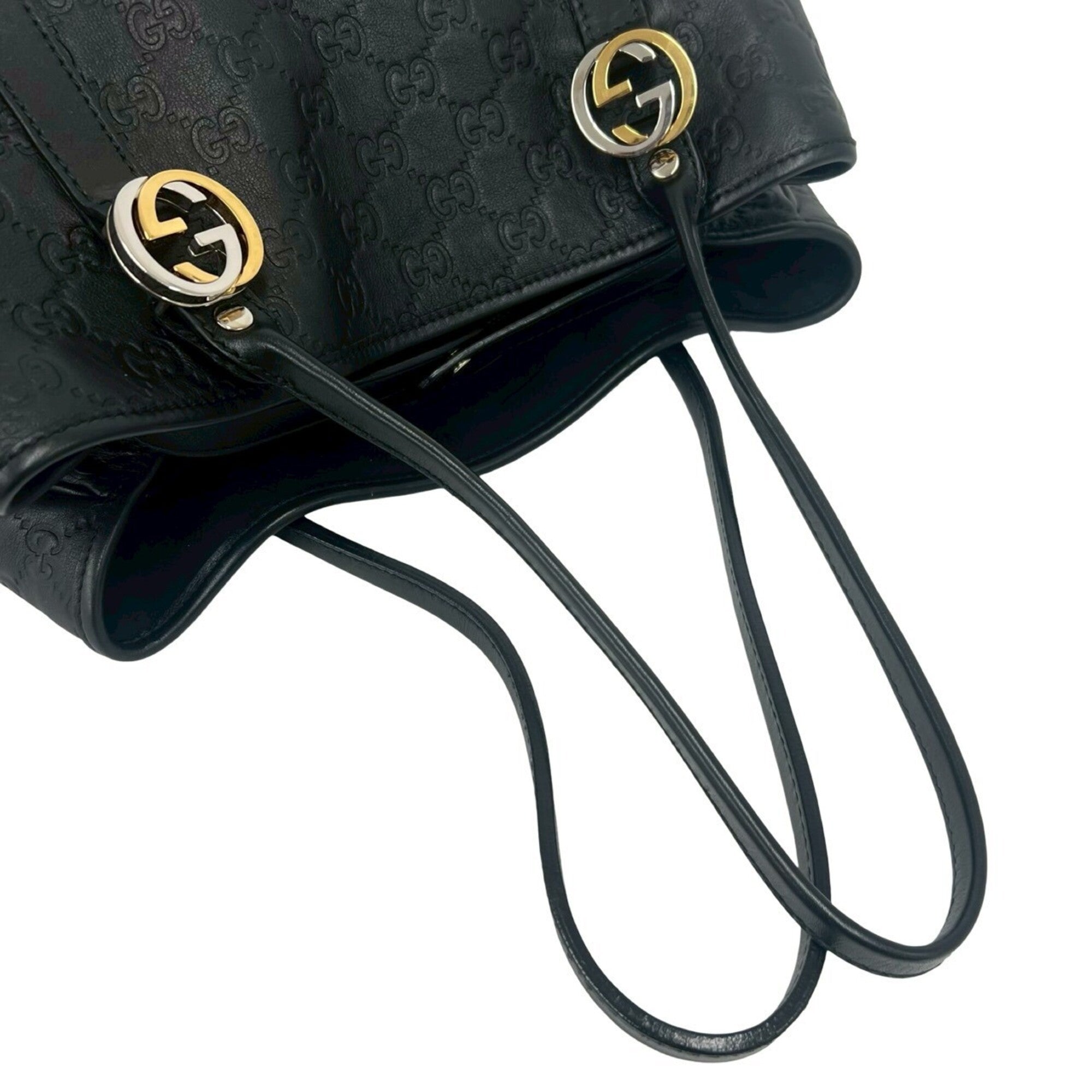 Gucci Black Leather Handbag Shoulder Bag Tote Bag (Pre-Owned)