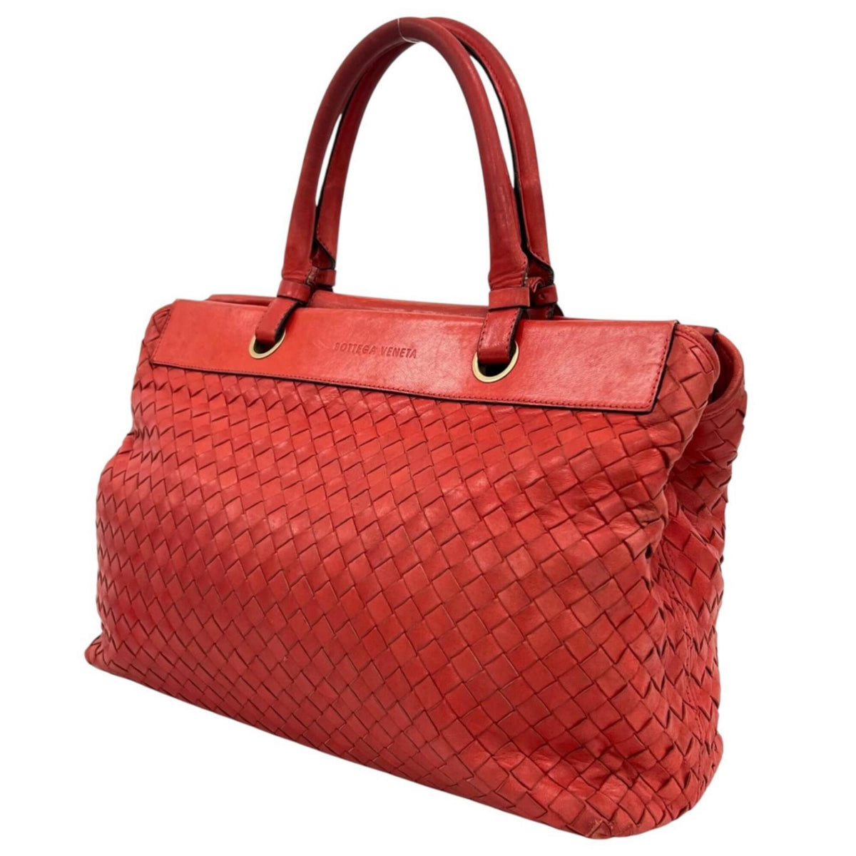 Bottega Veneta Red Color Leather Handbag (Pre-Owned)