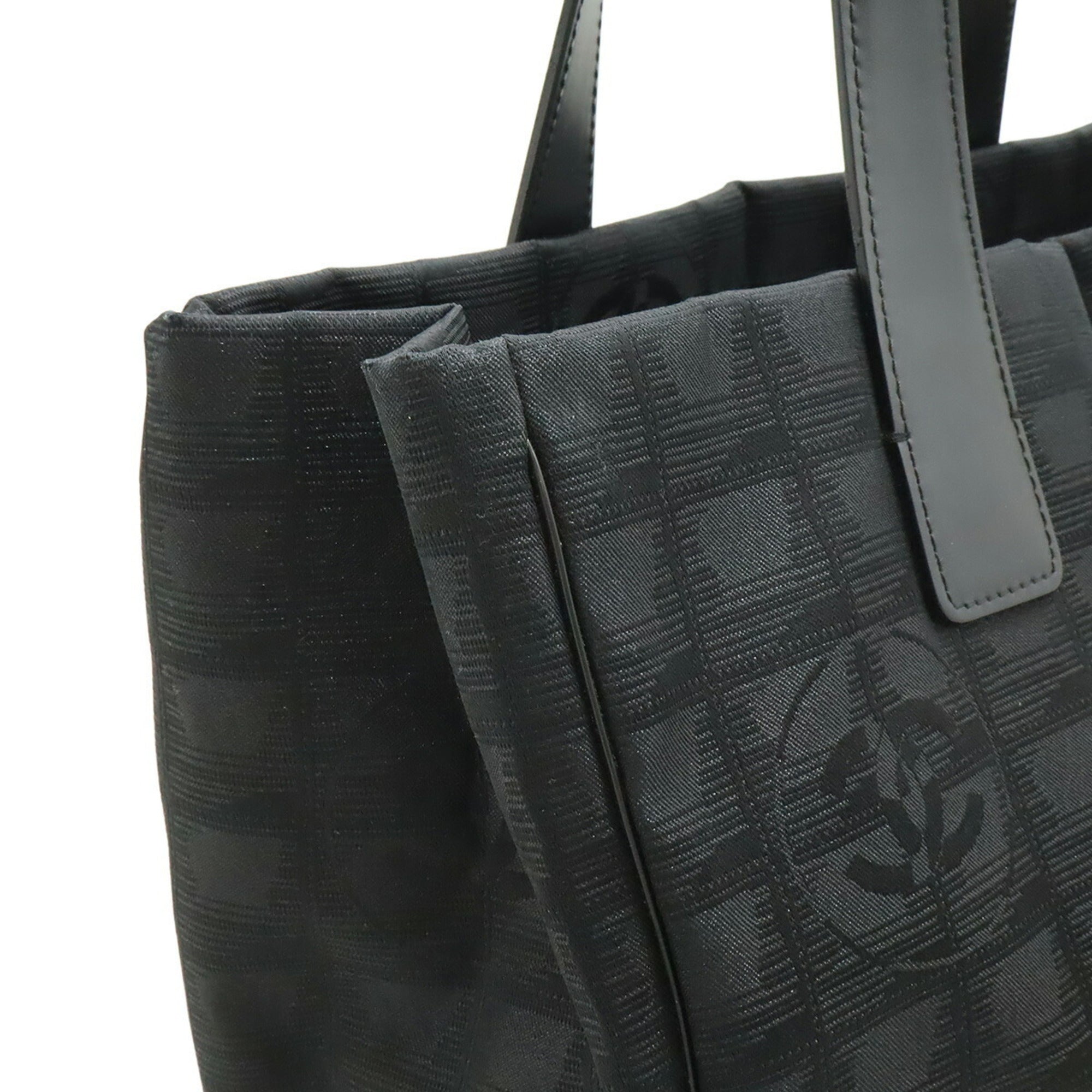 Chanel New Travel Line Black Jacquard Shoulder Bag Tote Bag (Pre-Owned)