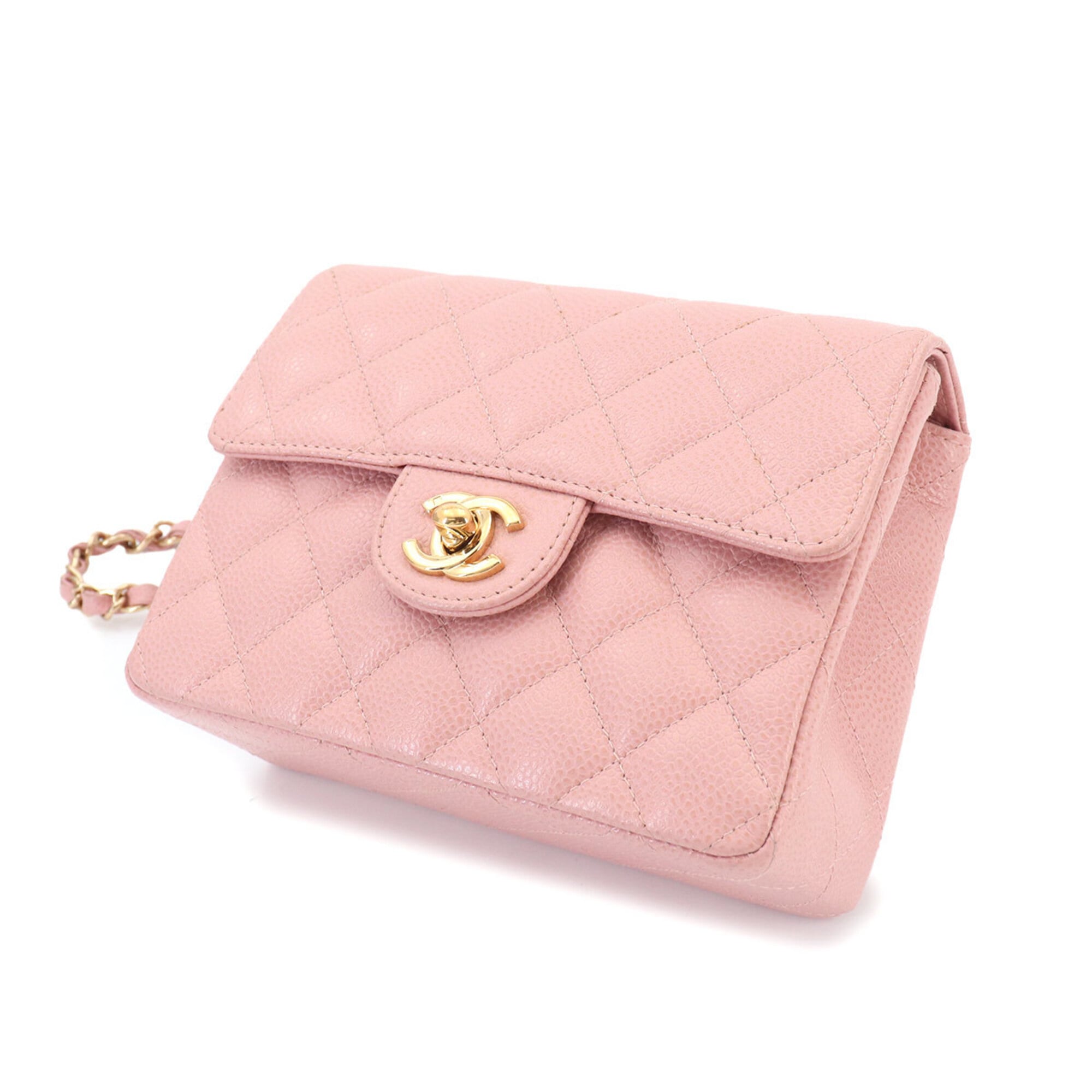 Chanel Pink Grained Calfskin Shoulder Bag (Pre-Owned)