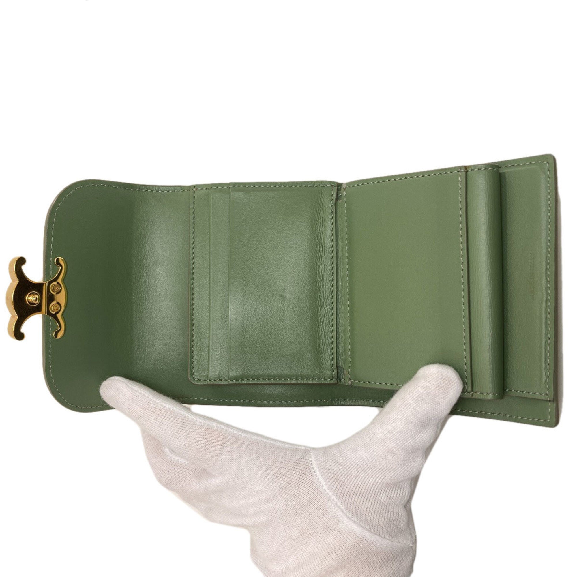 Celine Green Leather Wallet (Bi-Fold) (Pre-Owned)