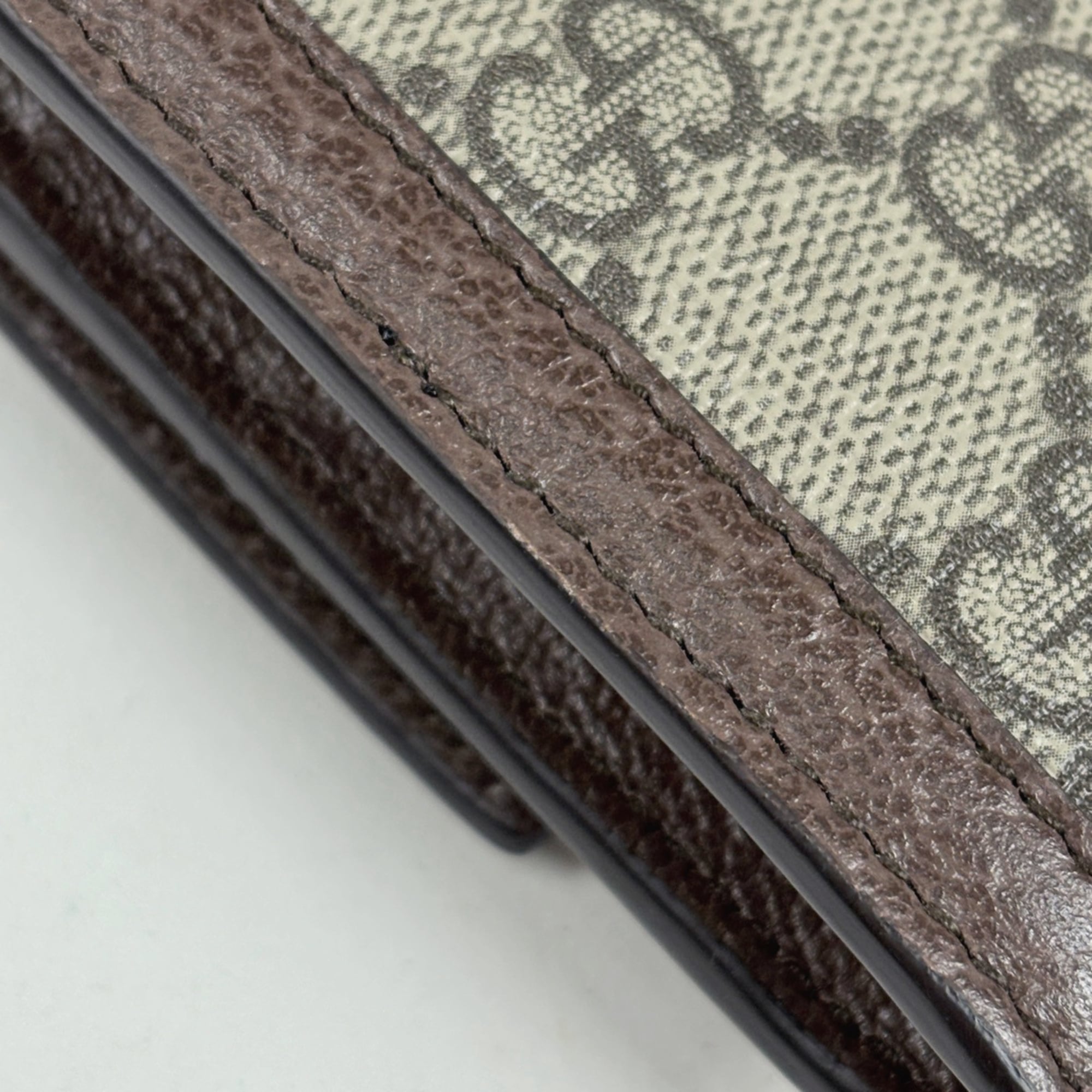 Gucci Beige Brown Gg Canvas Leather Long Wallet (Bi-Fold) (Pre-Owned)