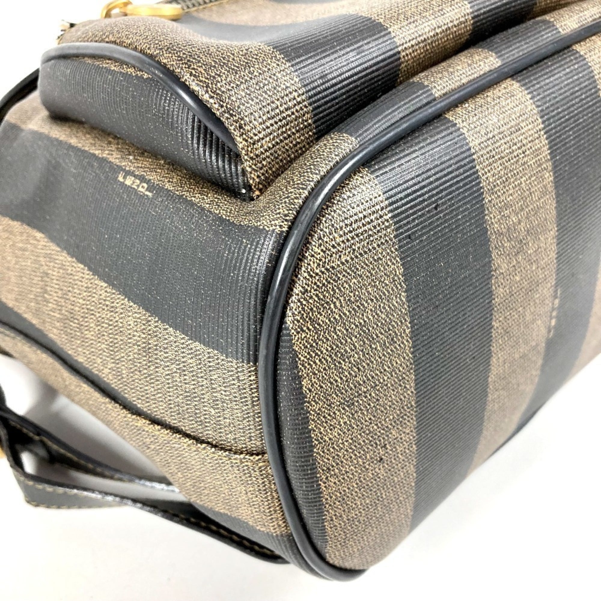 Fendi Pequin Black Khaki Pvc Leather Backpack (Pre-Owned)