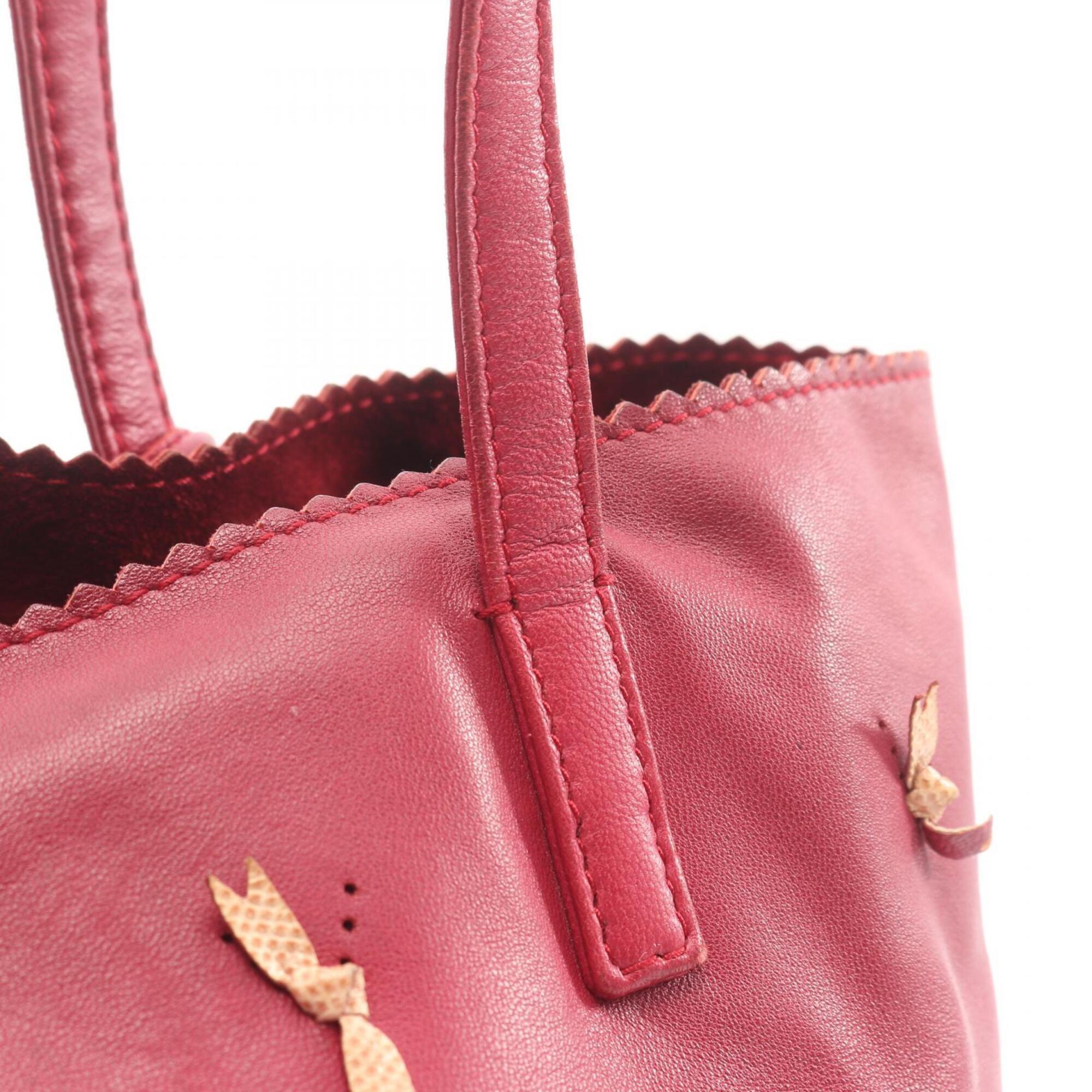 Loewe Bordeaux Pink Leather Handbag Tote Bag (Pre-Owned)
