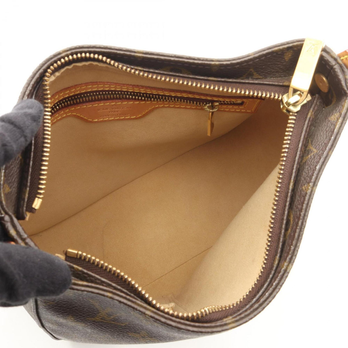 Louis Vuitton Brown Coated Canvas Leather Handbag Shoulder Bag (Pre-Owned)