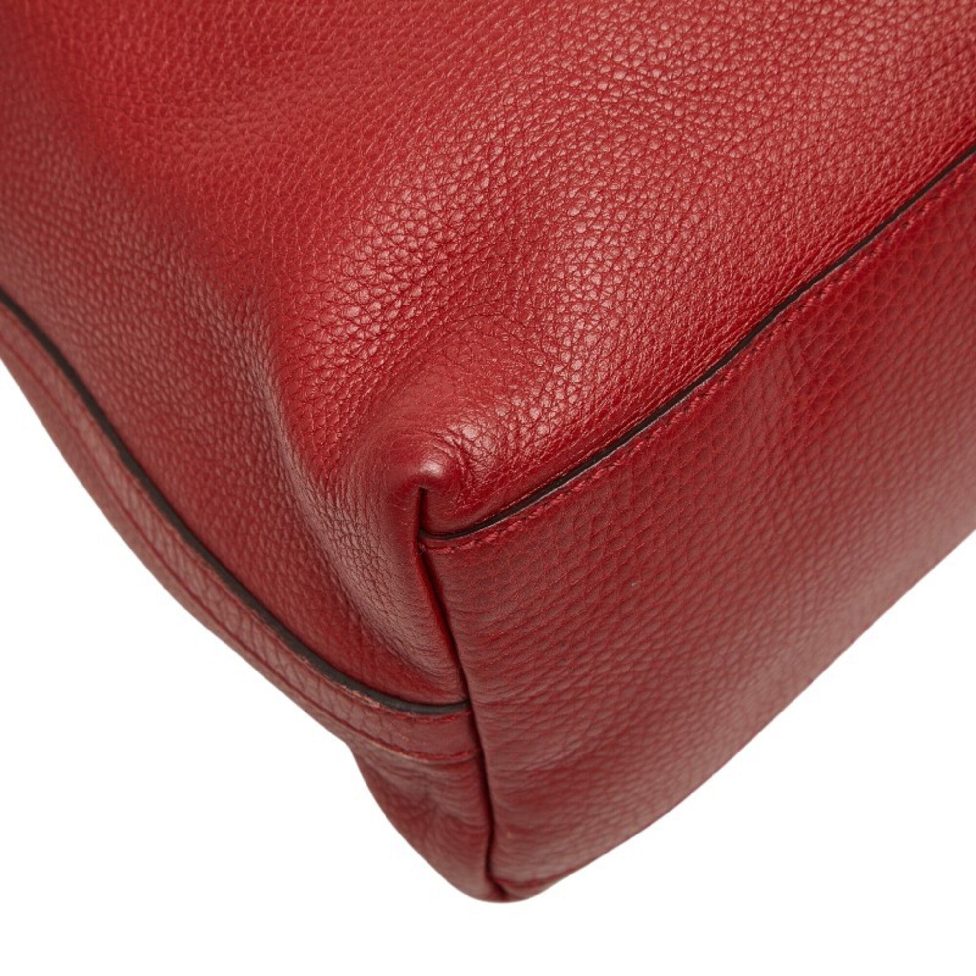 Gucci Red Color Leather Shoulder Bag Tote Bag (Pre-Owned)