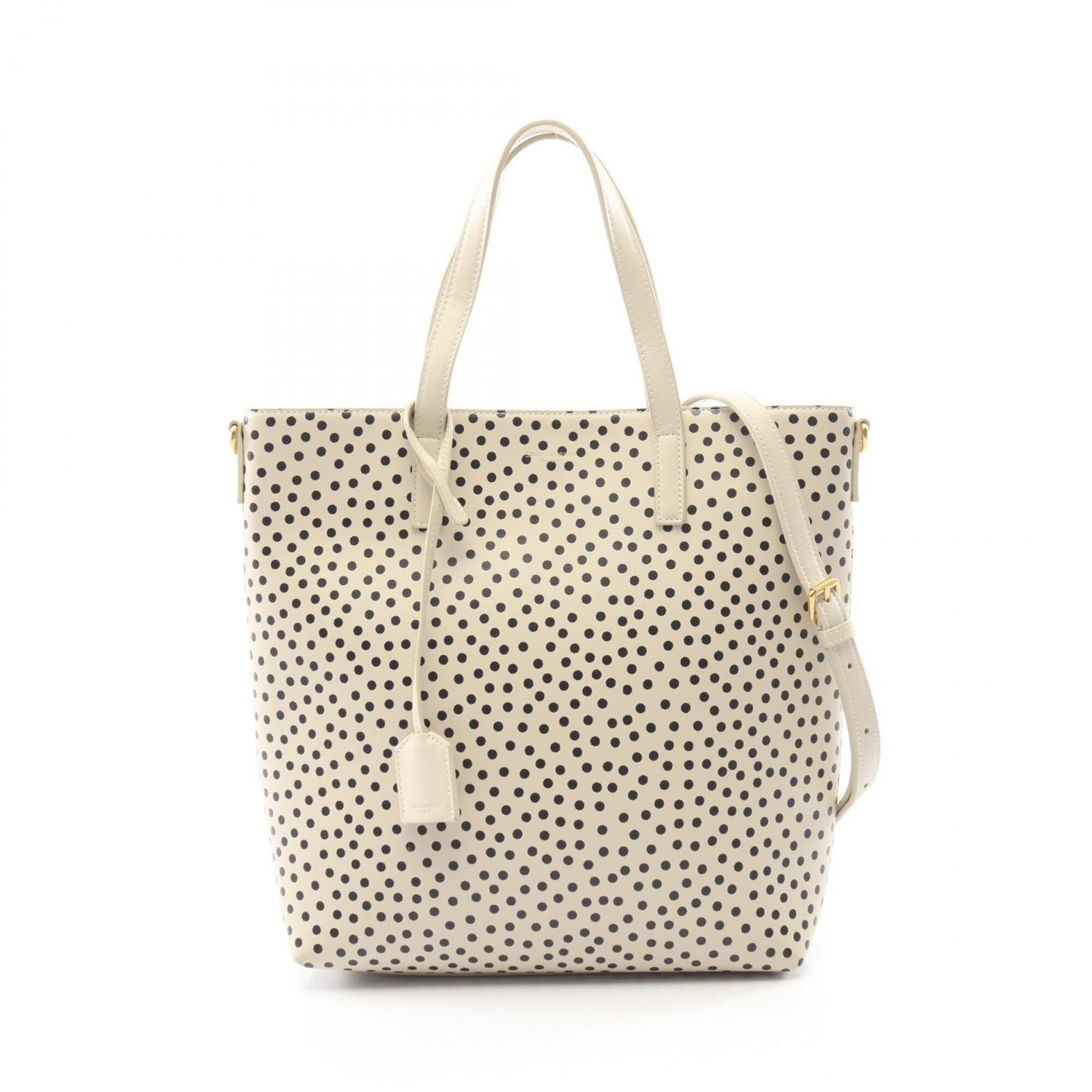 Saint Laurent Black White Leather Handbag (Pre-Owned)